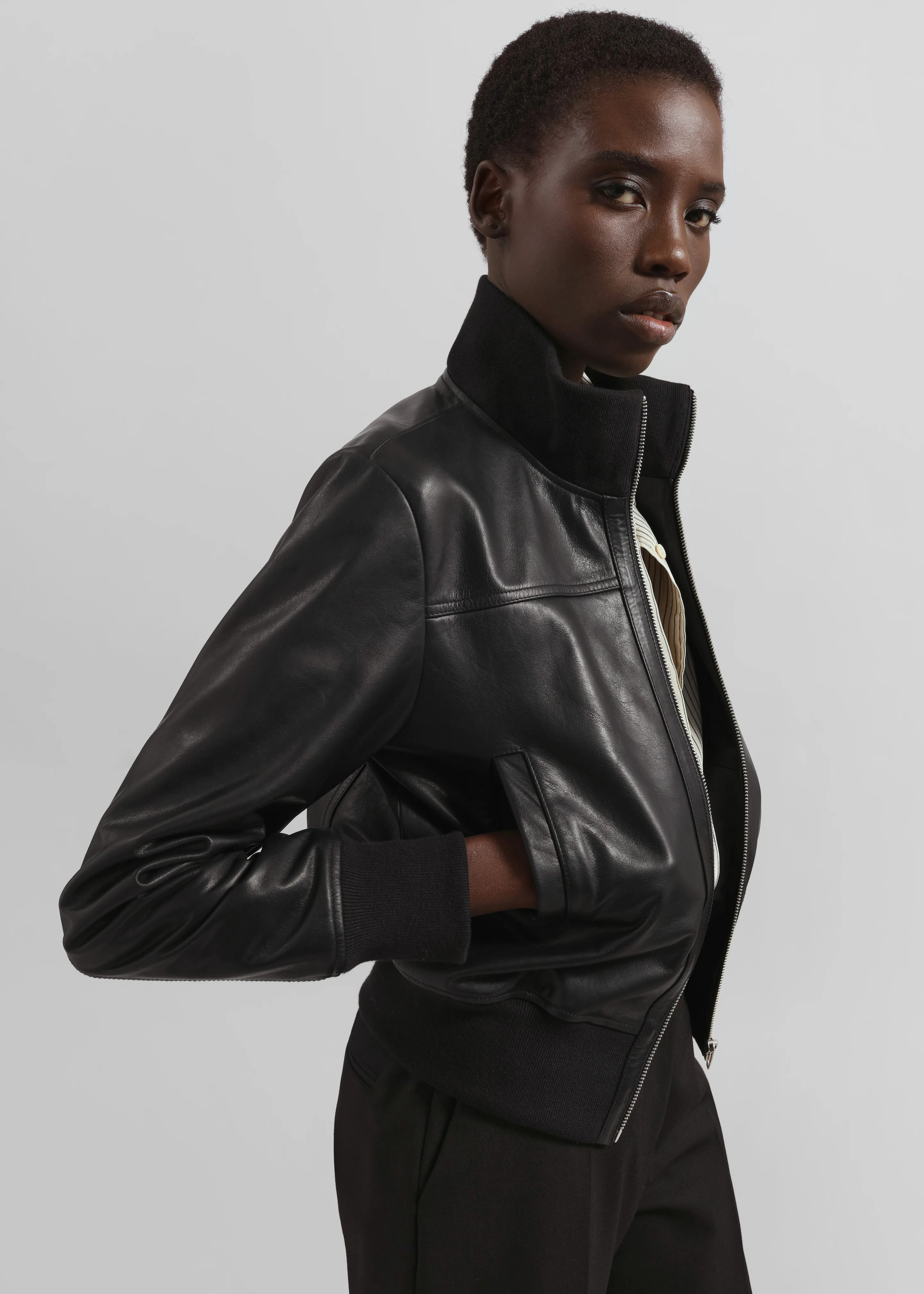 Tobias Leather Jacket - Black - Image 3