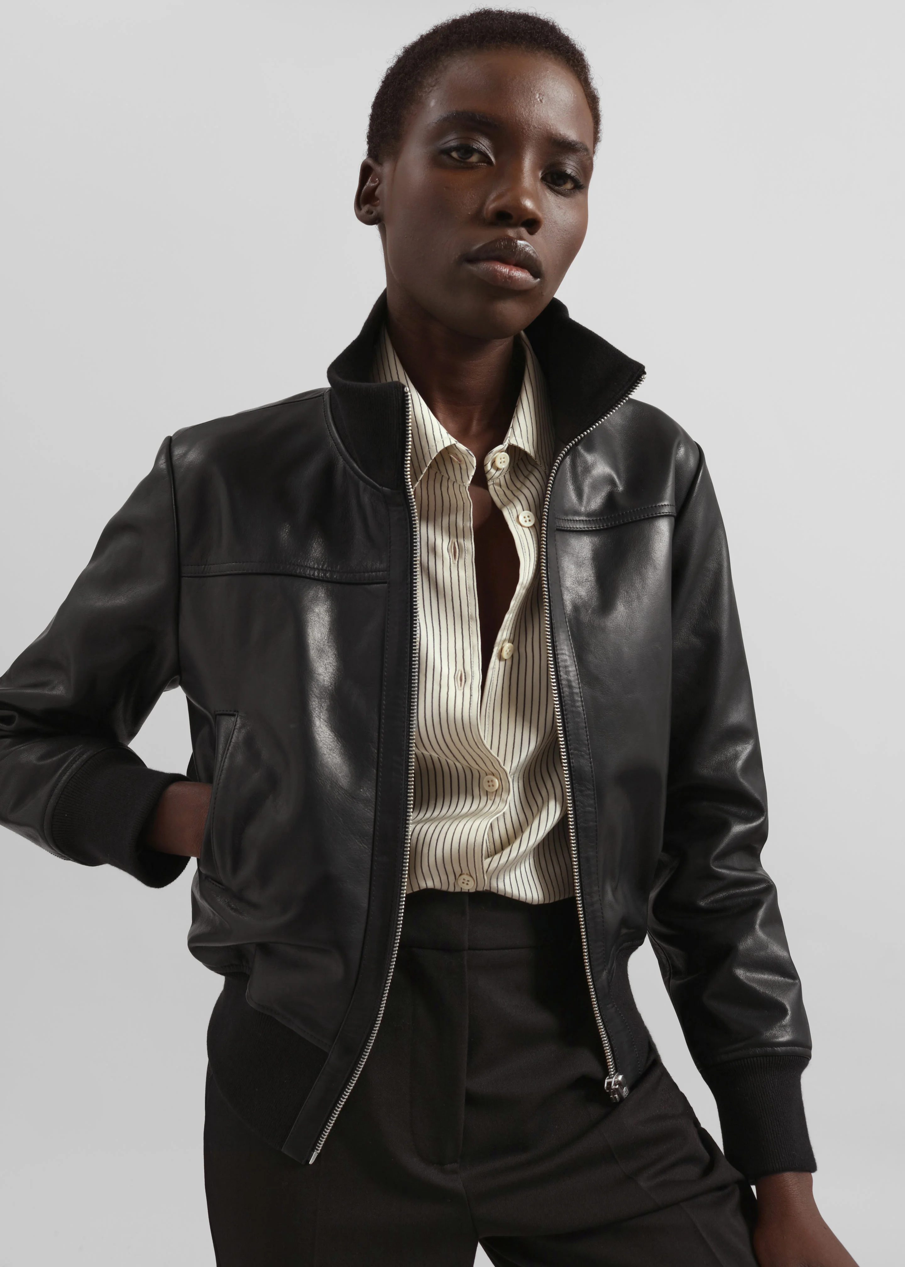 Tobias Leather Jacket - Black - Image 4
