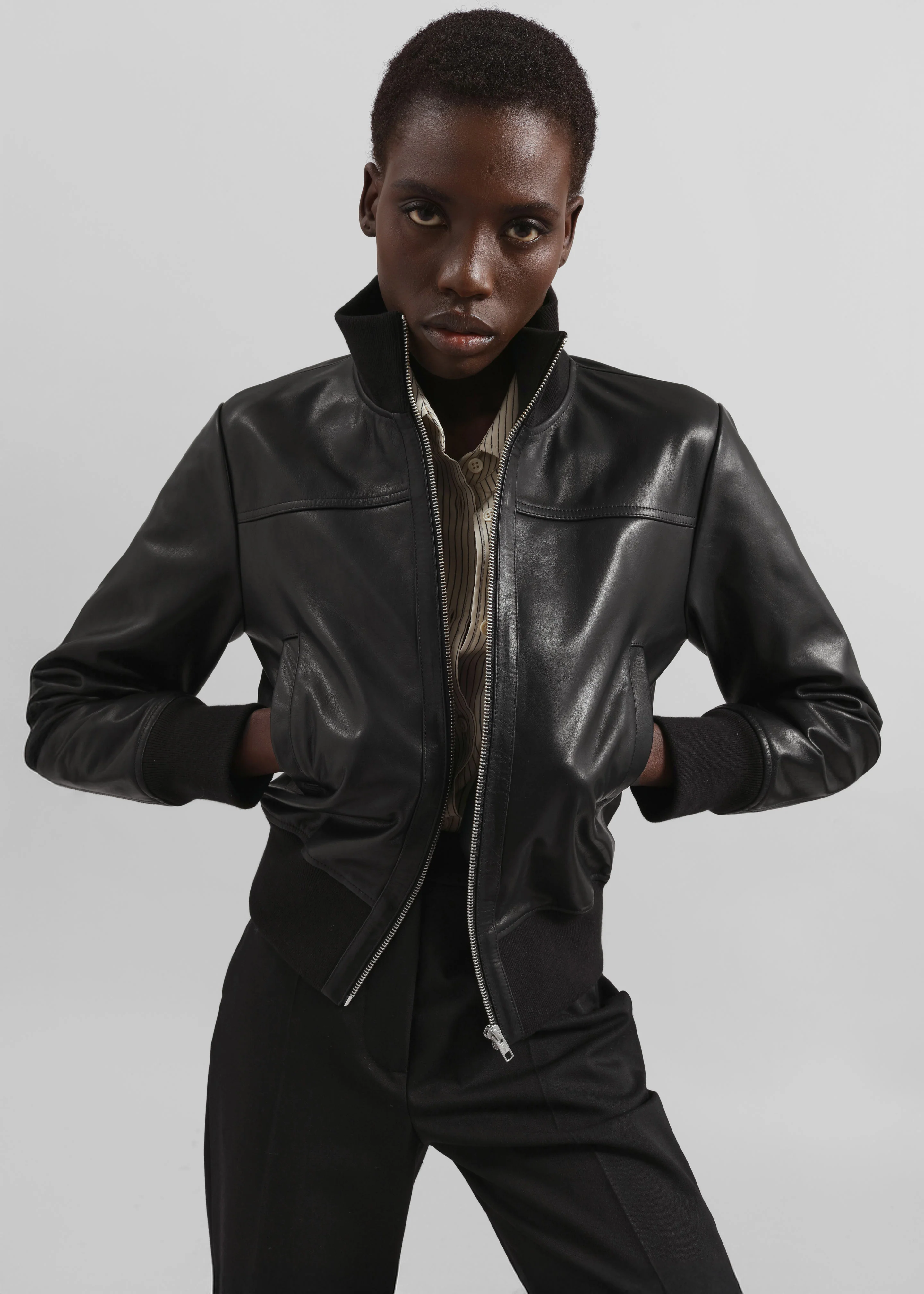 Tobias Leather Jacket - Black - Image 5