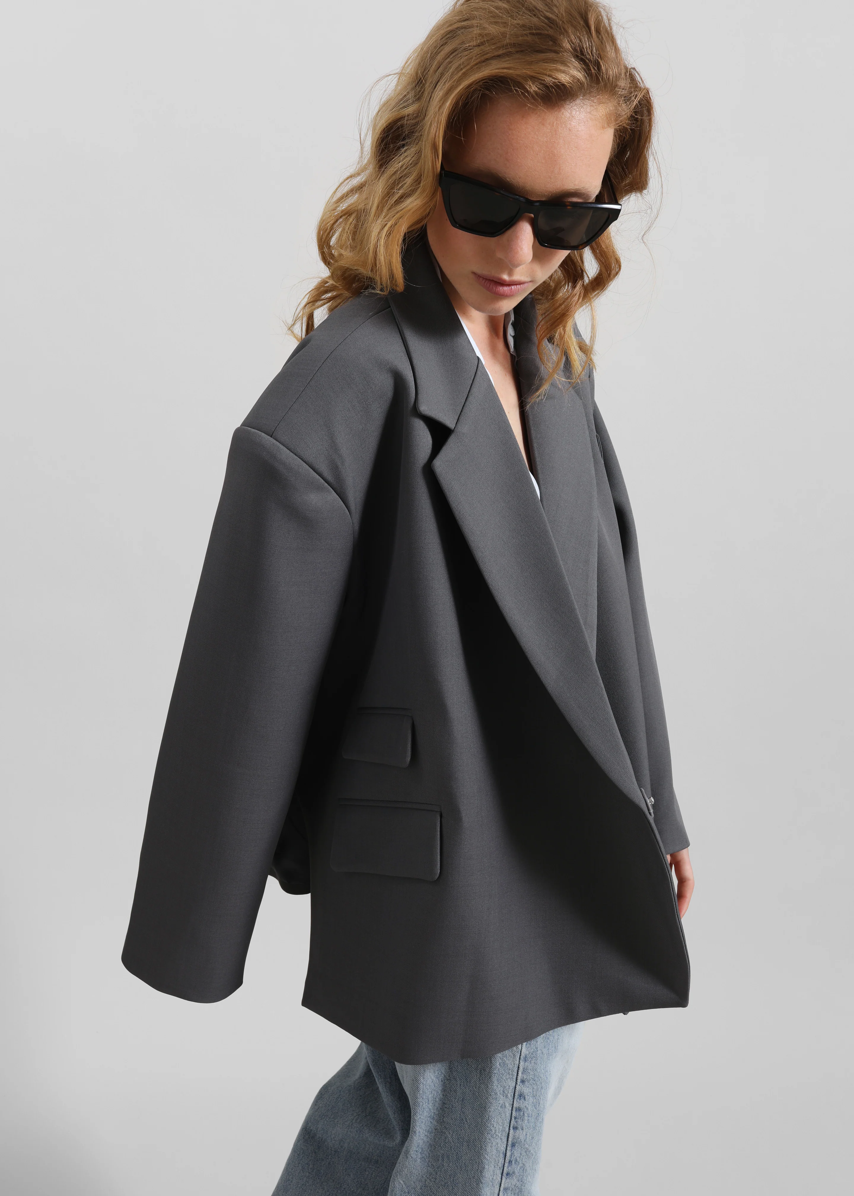 Tolmer Boxy Wrap Blazer - Storm Grey - Image 4
