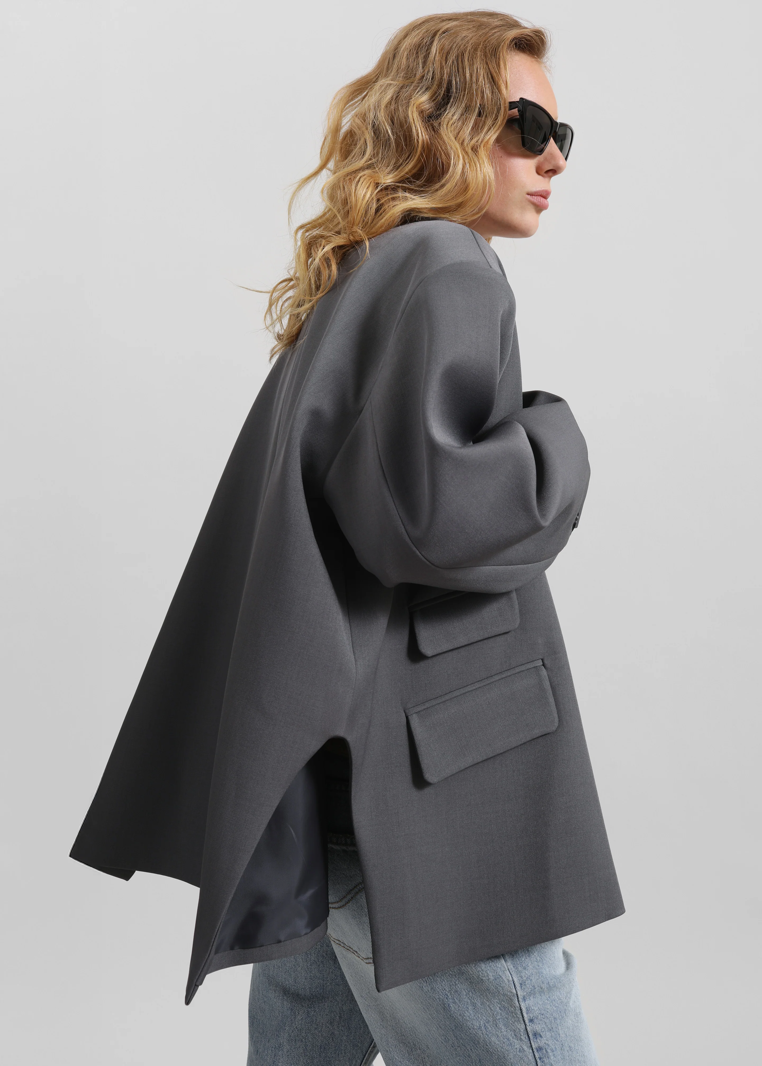 Tolmer Boxy Wrap Blazer - Storm Grey - Image 9