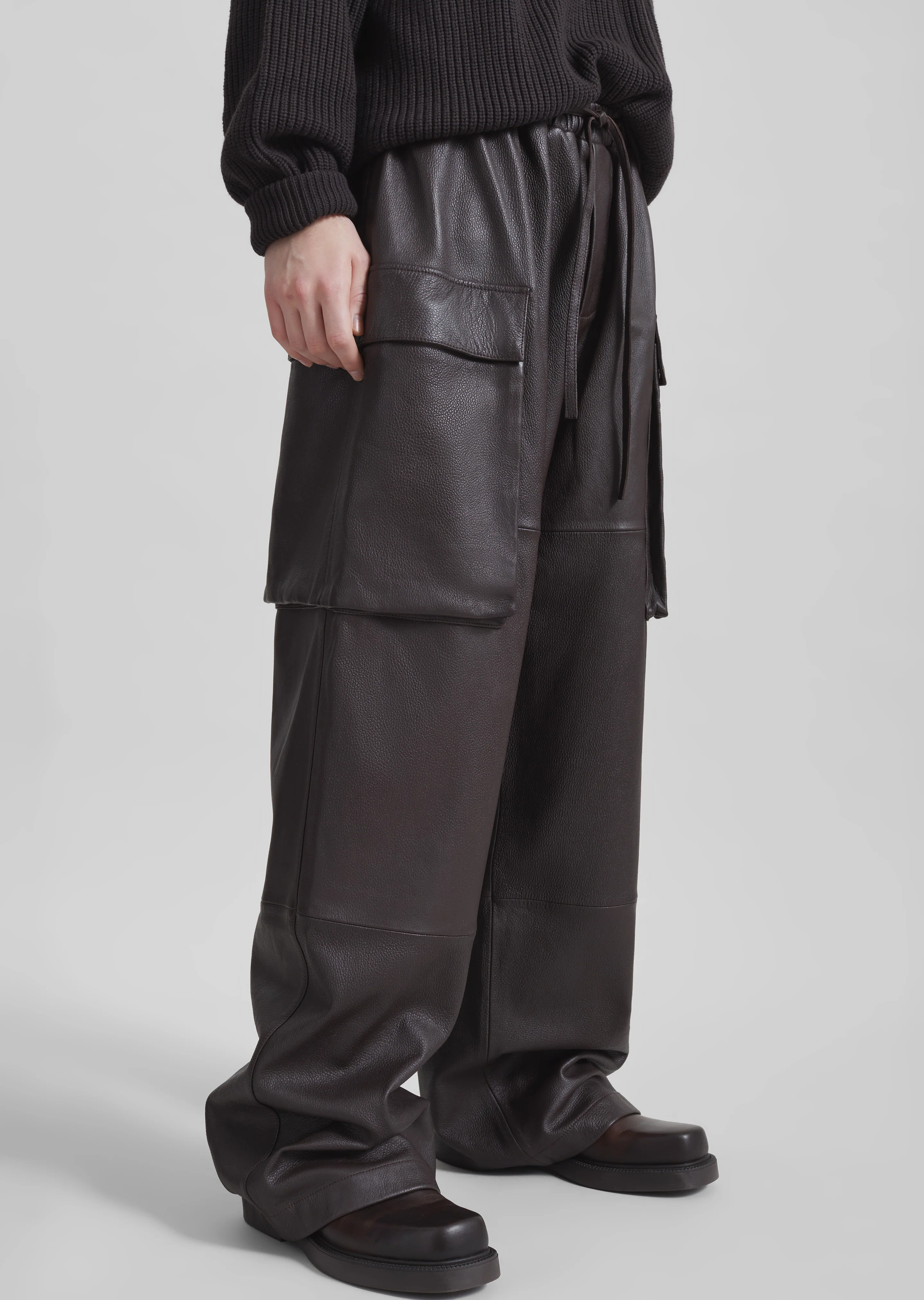Tom Leather Cargo Pants - Vintage Brown - Image 2