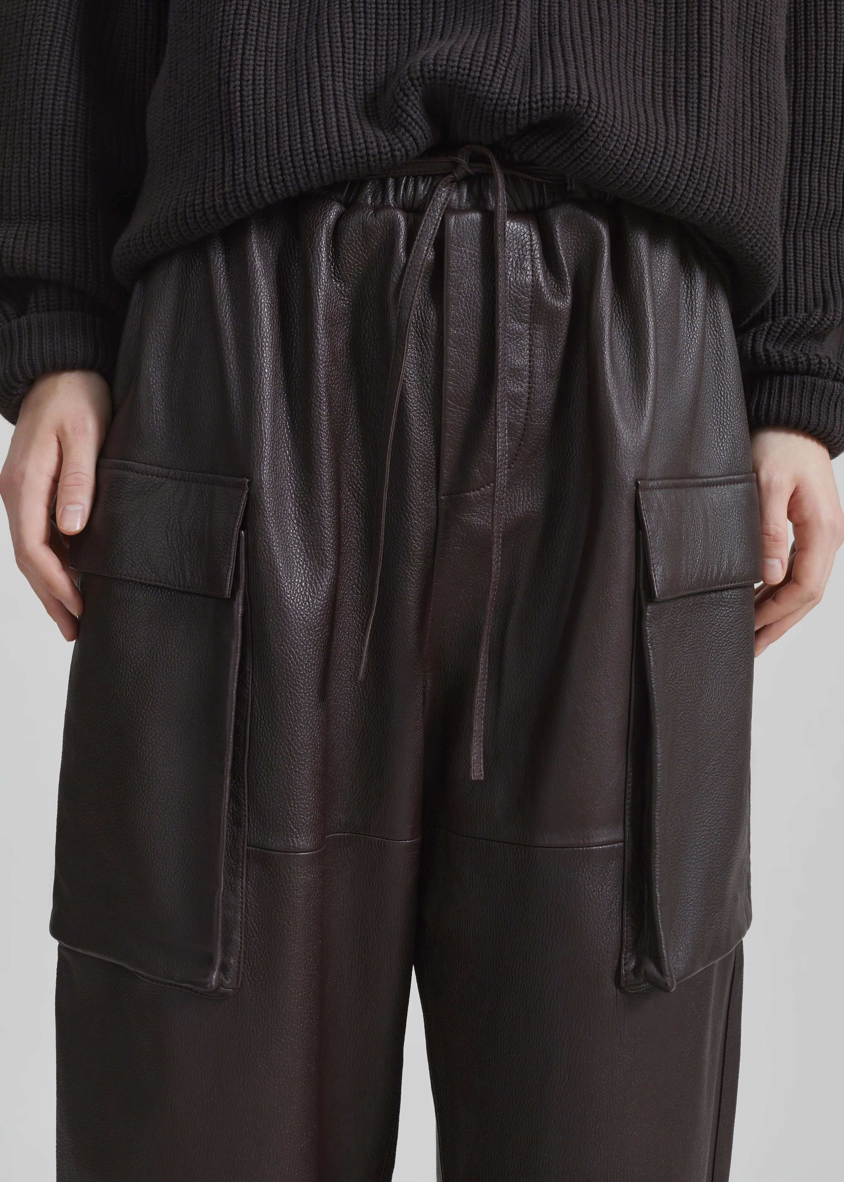 Tom Leather Cargo Pants - Vintage Brown - Image 3