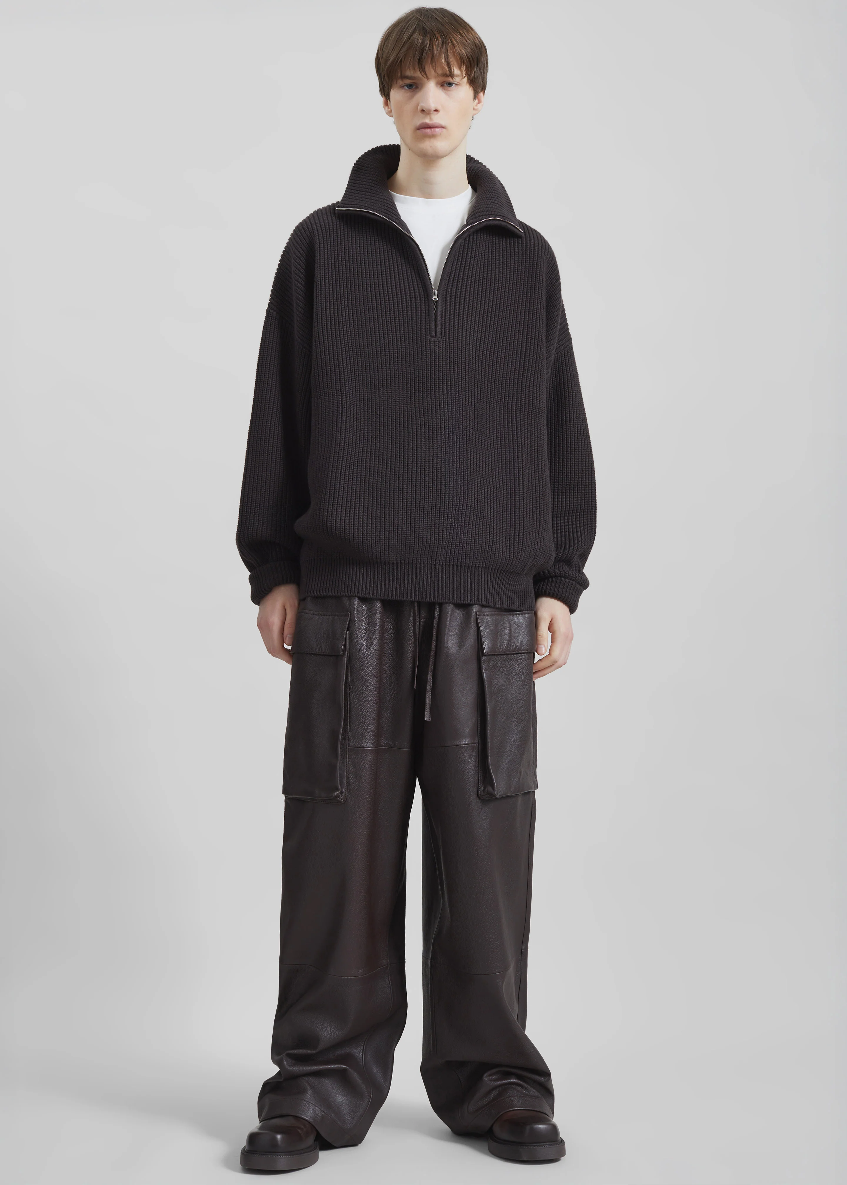 Tom Leather Cargo Pants - Vintage Brown - Image 4