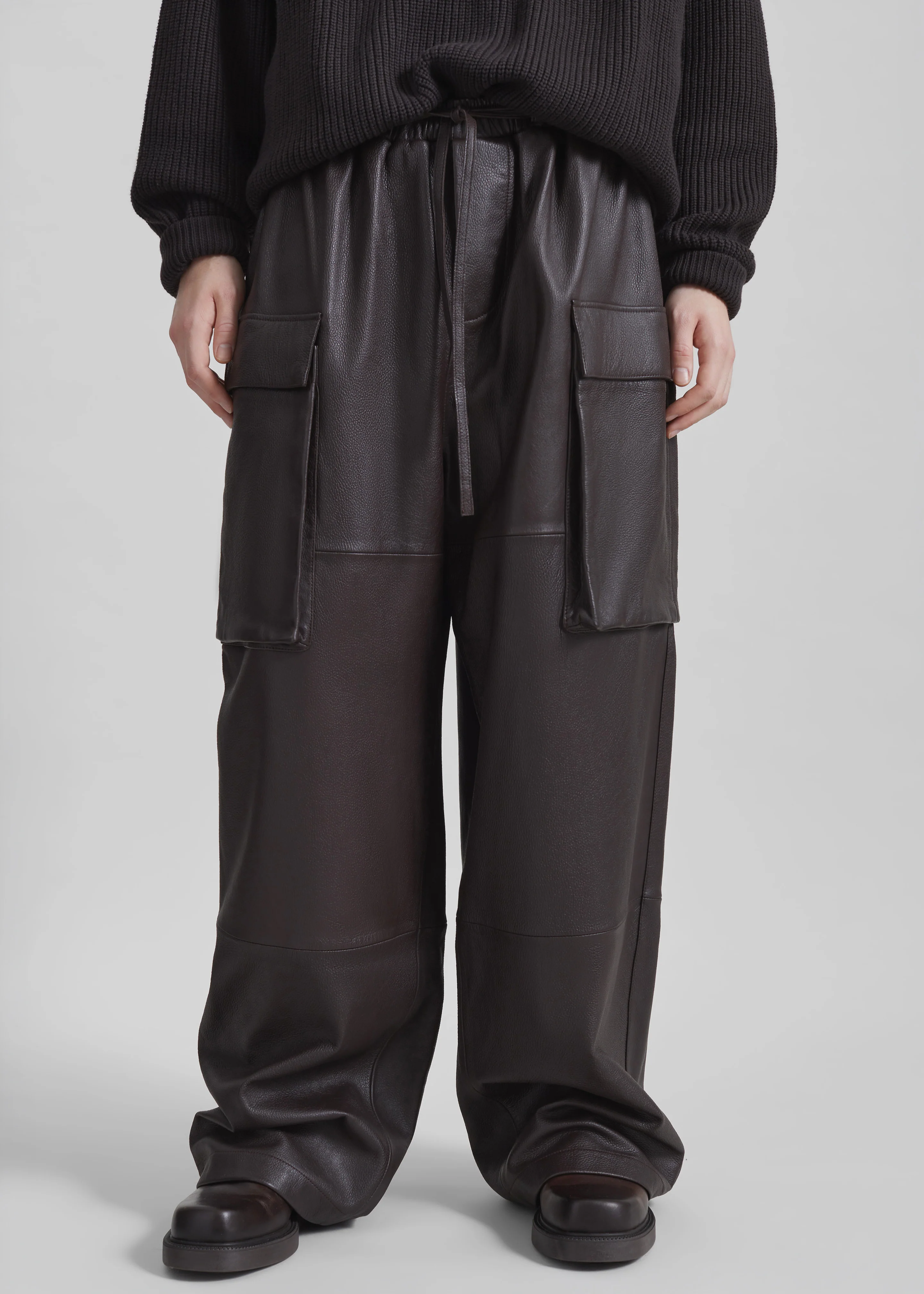 Tom Leather Cargo Pants - Vintage Brown - Image 5
