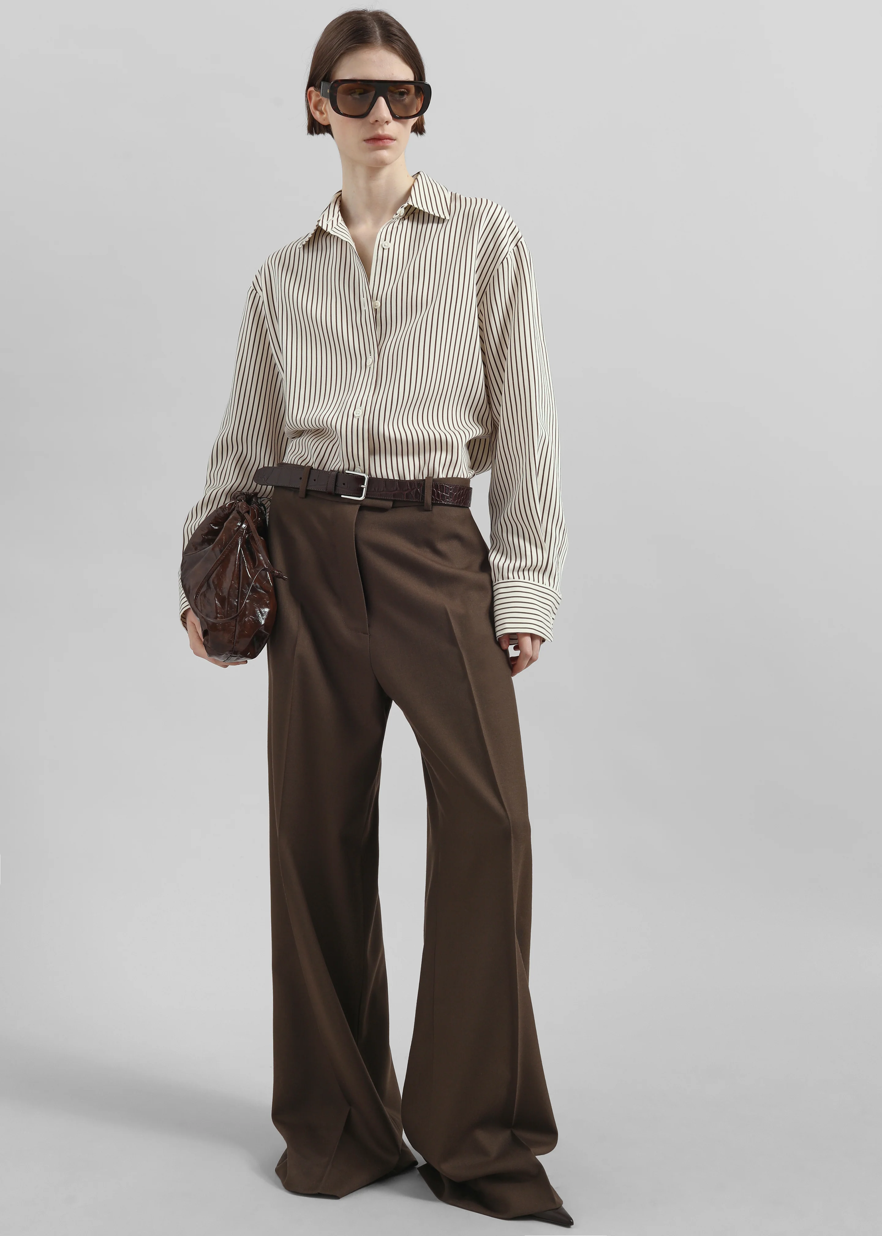Toni Croc Patent Leather Belt - Brown/Silver - Image 3
