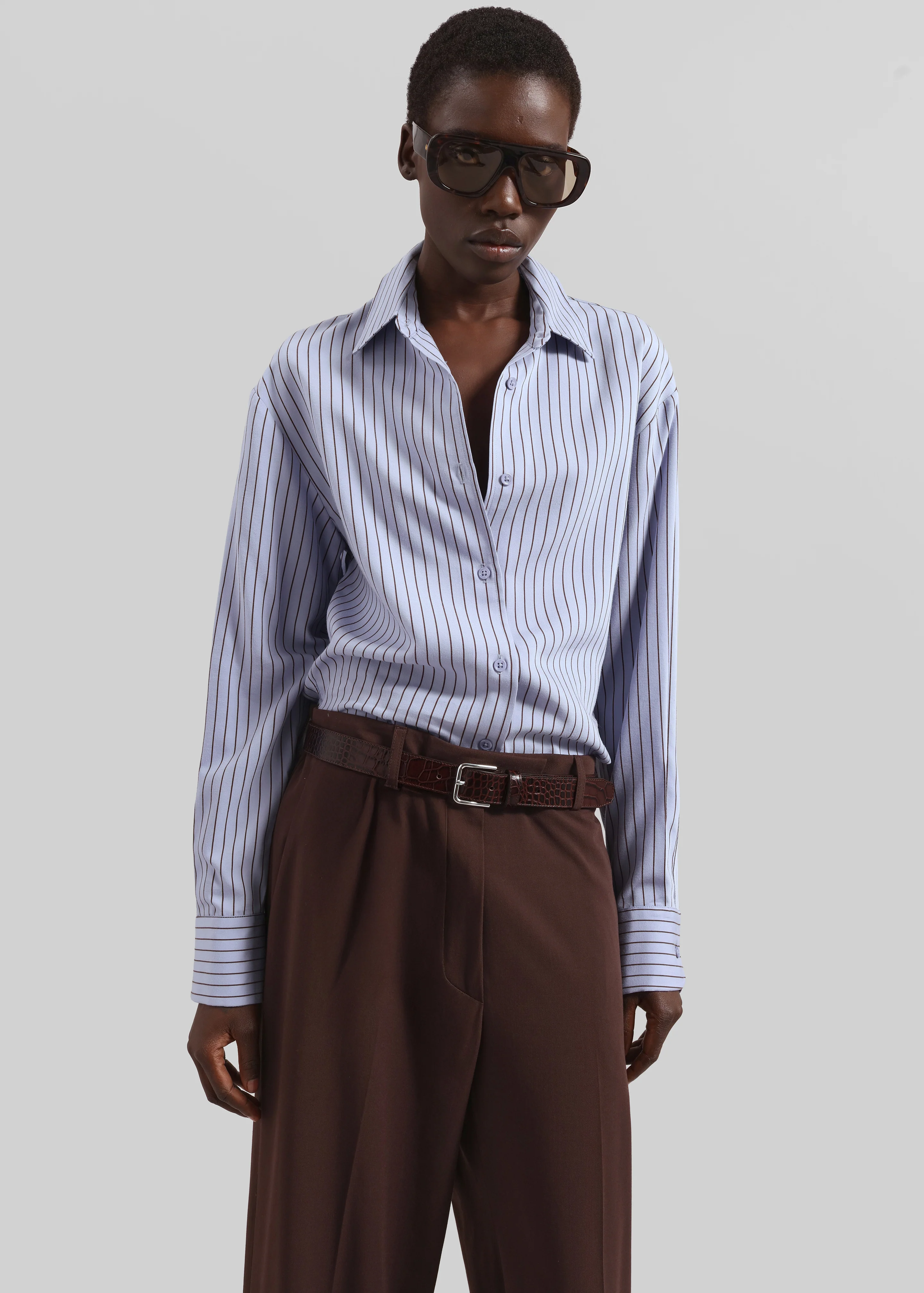 Toni Croc Patent Leather Belt - Brown/Silver - Image 5