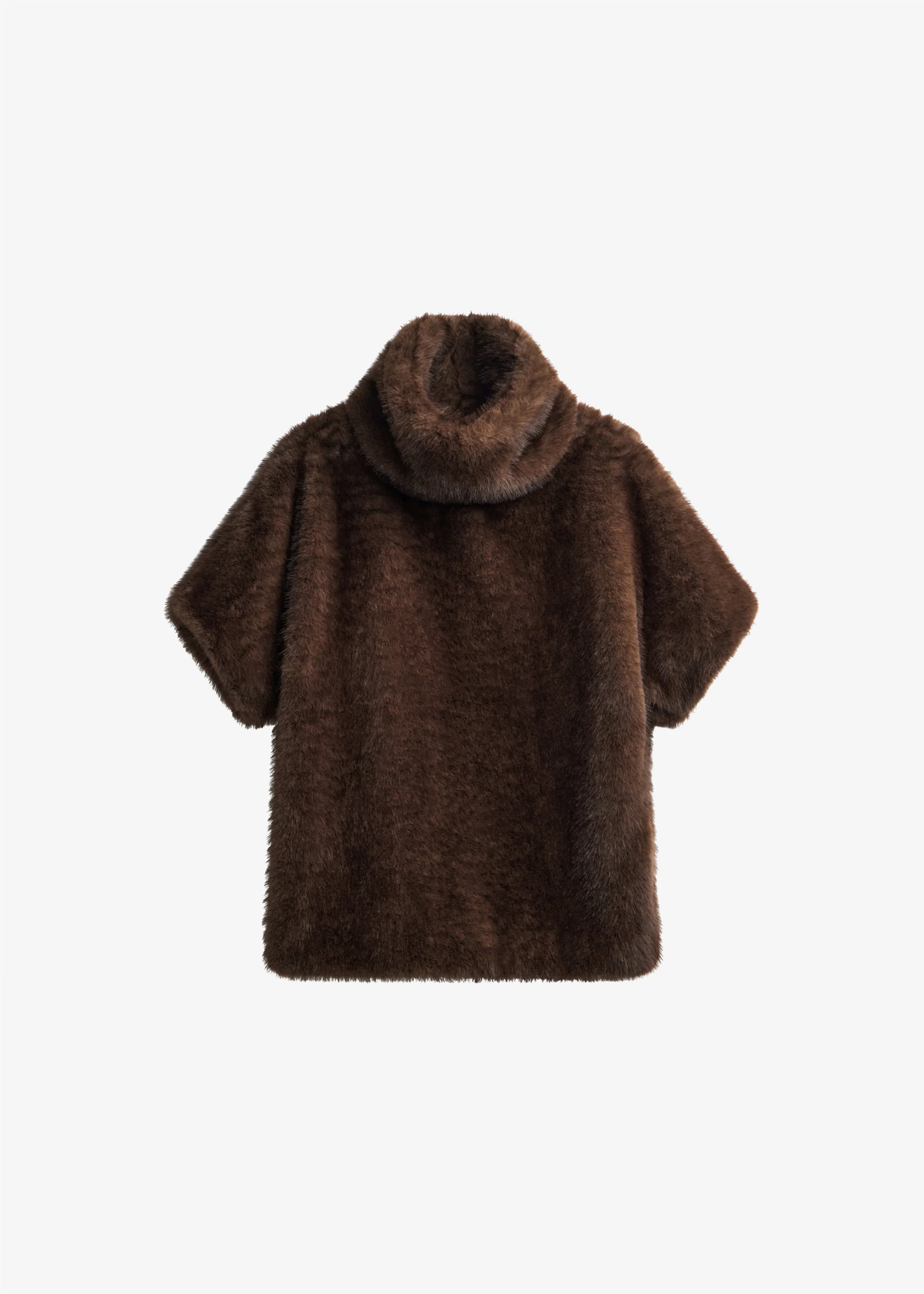 Trento Faux Fur Mock Neck Top - Dark Brown - Image 6