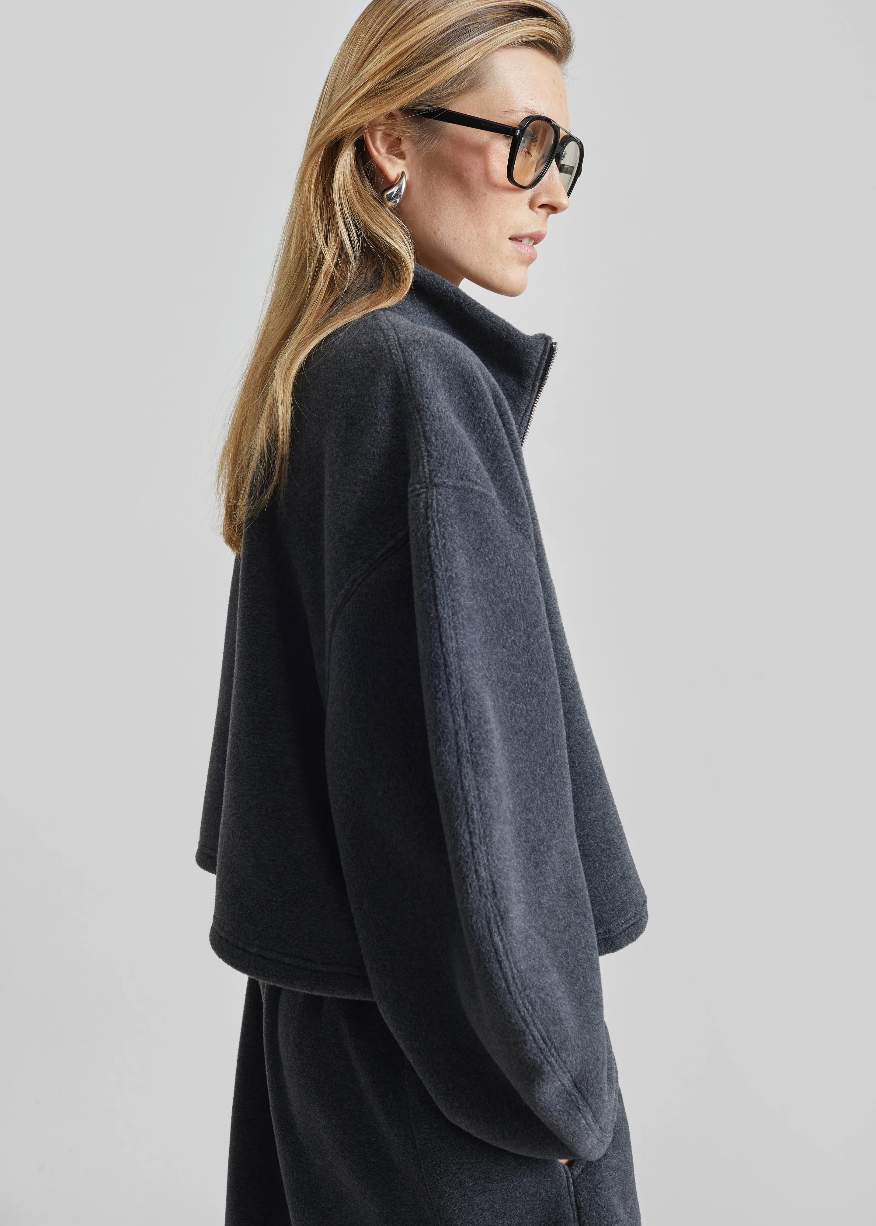 Treveray Fleece Half-Zip Sweatshirt - Dark Grey - Image 7