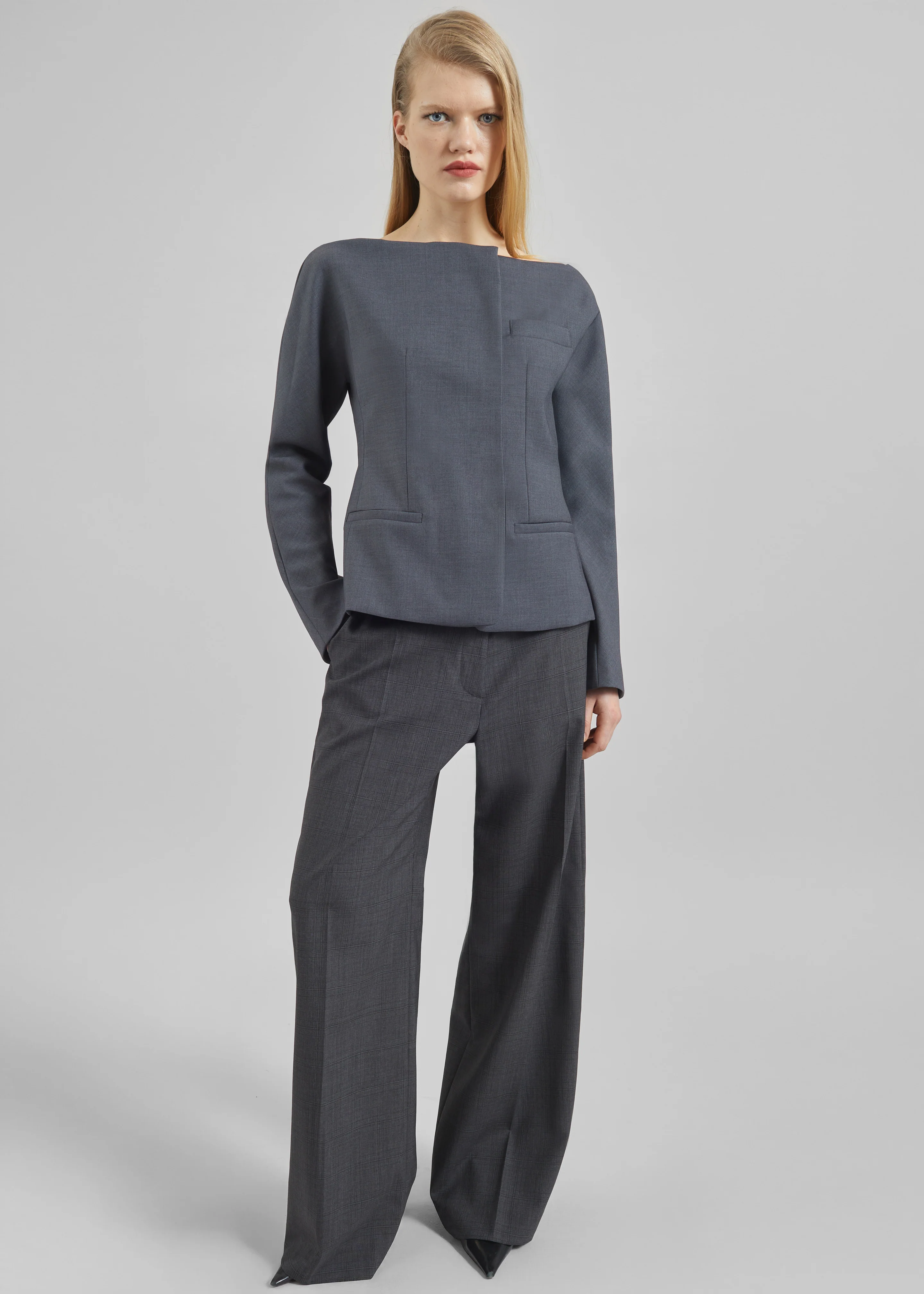 Troense Boatneck Tailored Blazer - Grey - Image 3