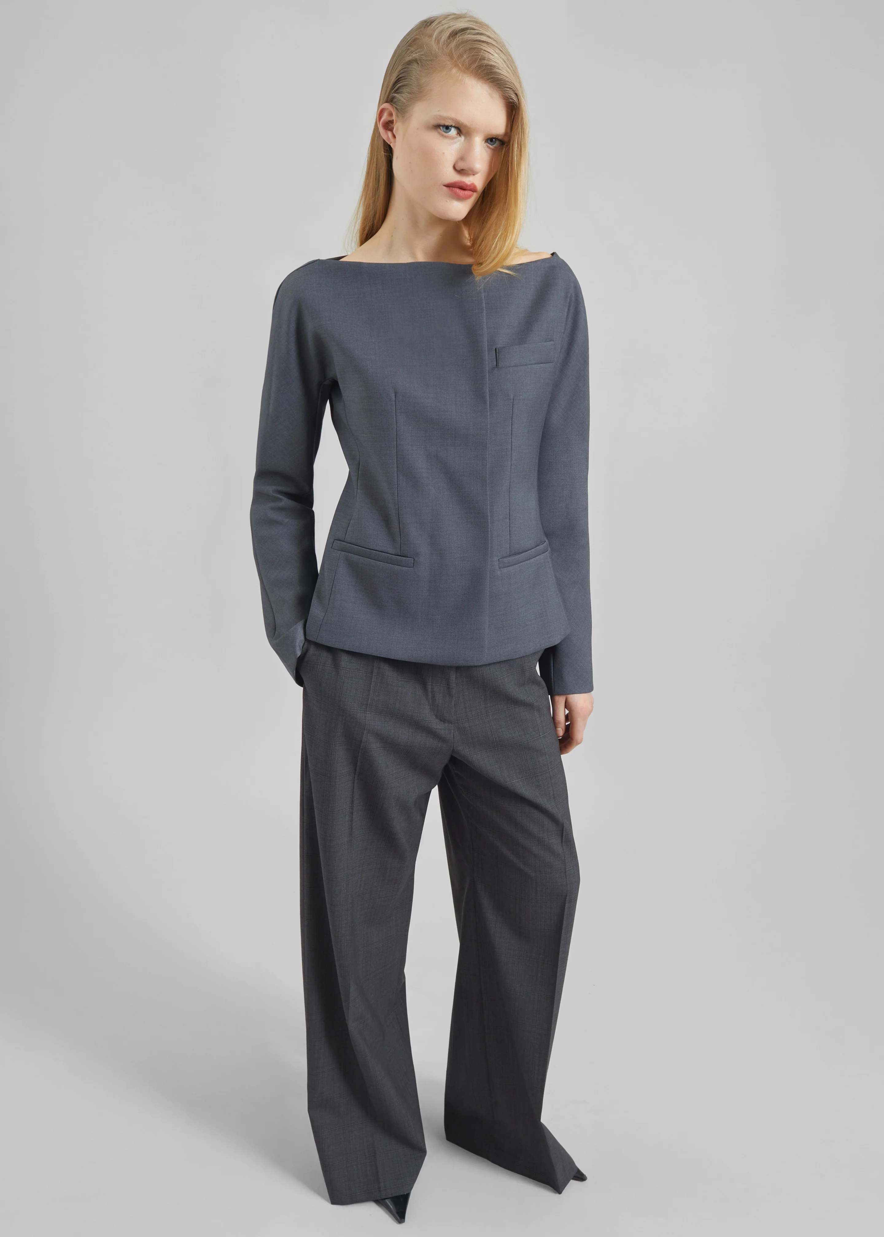 Troense Boatneck Tailored Blazer - Grey - Image 5