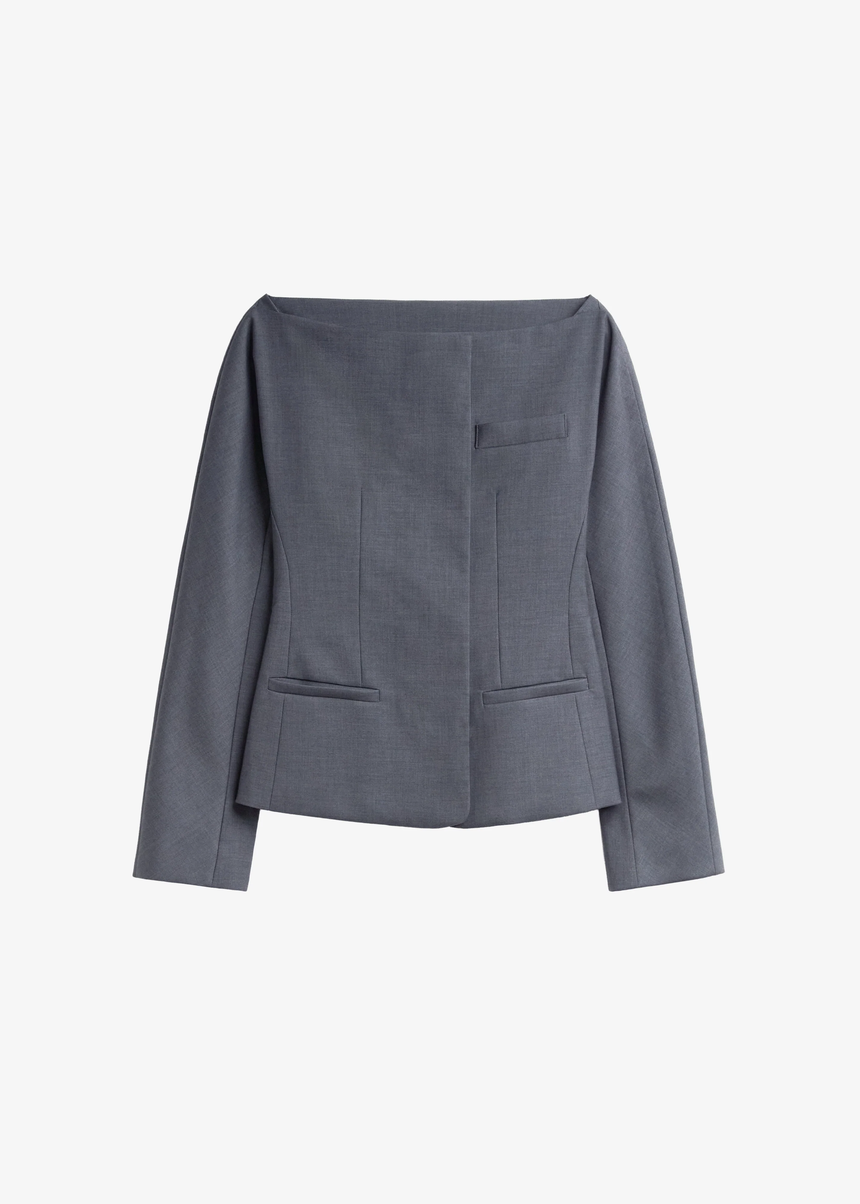 Troense Boatneck Tailored Blazer - Grey - Image 7