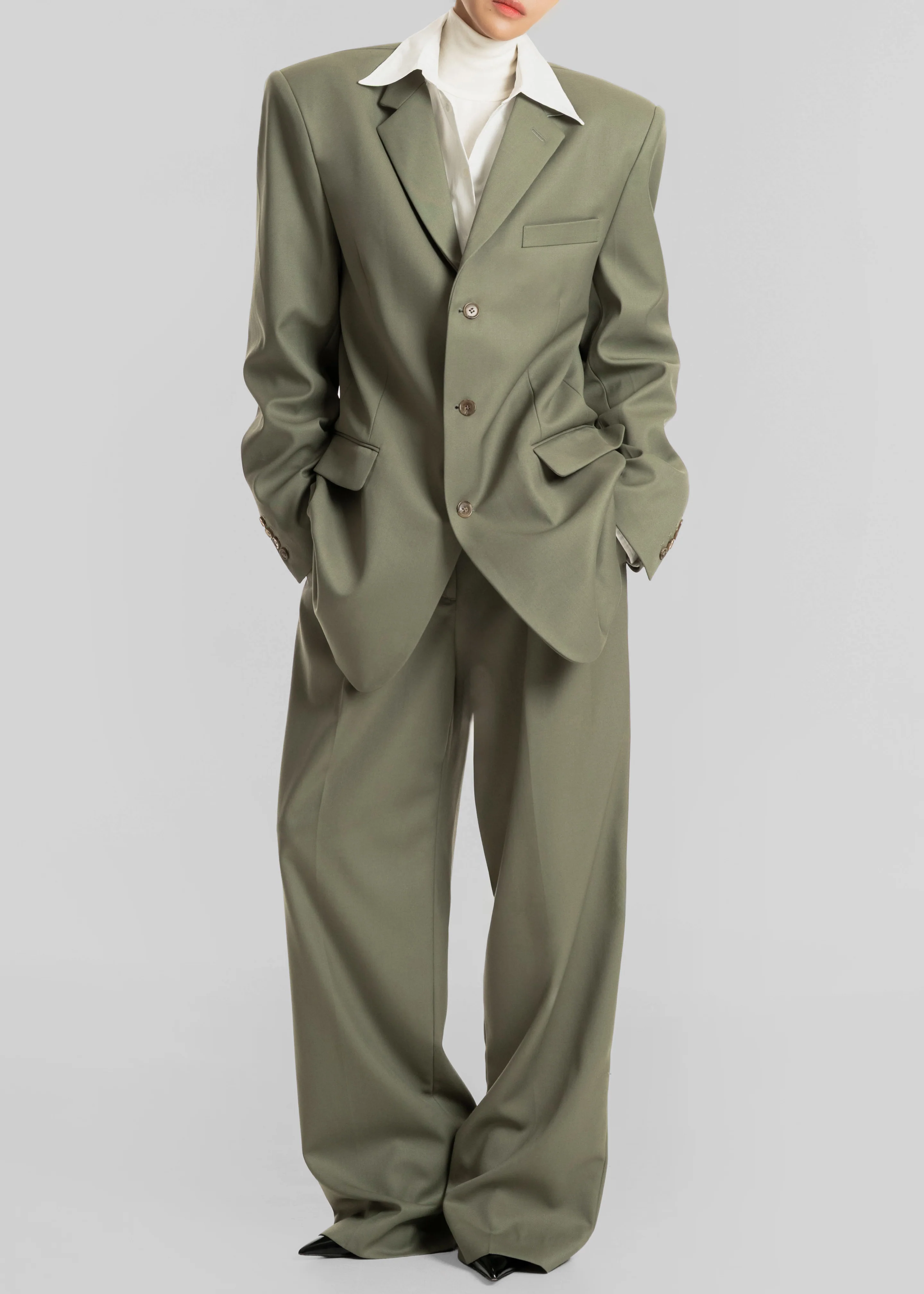 Trosa Straight Trousers - Pale Olive - Image 4