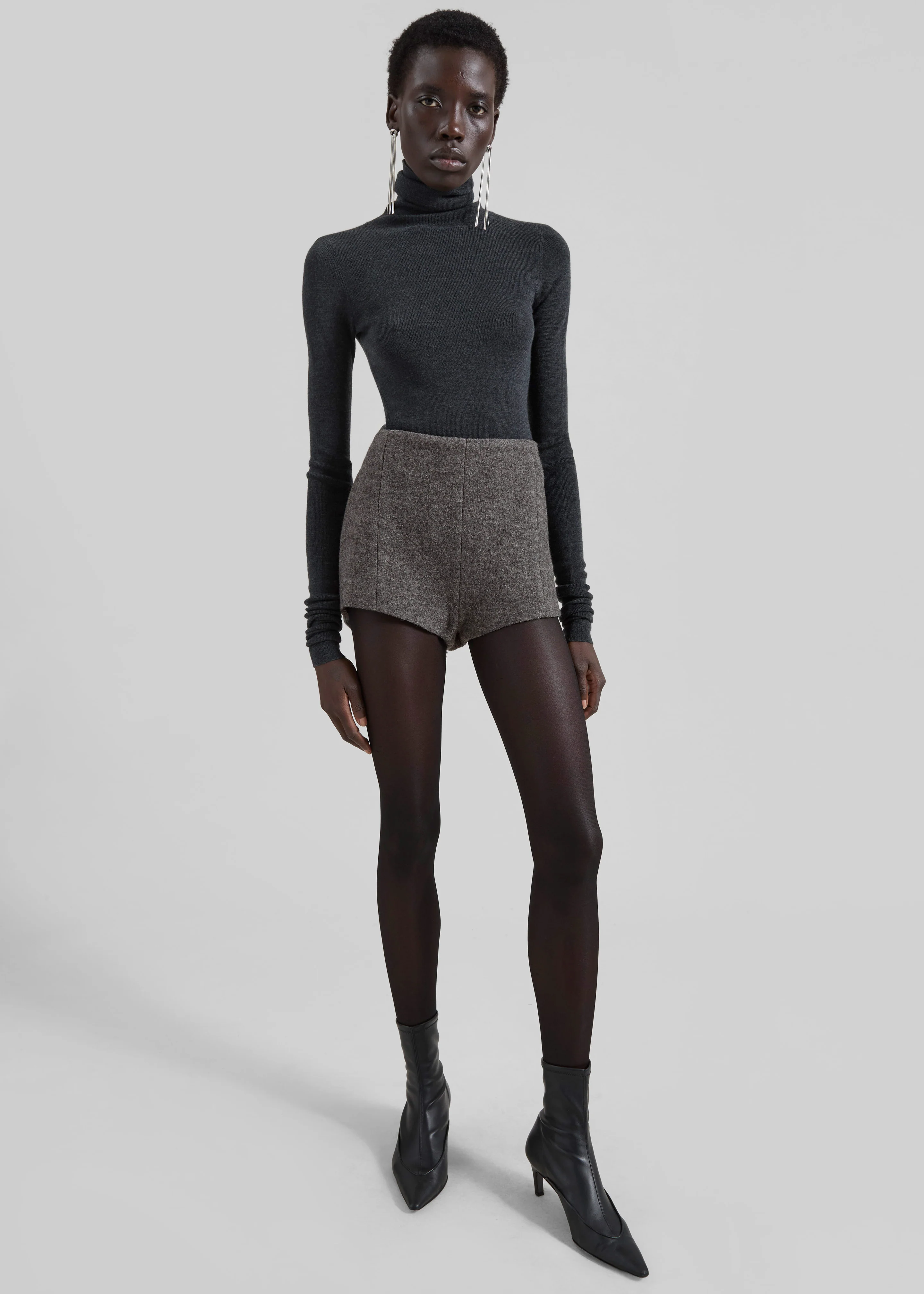 Utica Thin Turtleneck Sweater - Dark Grey Melange - Image 5