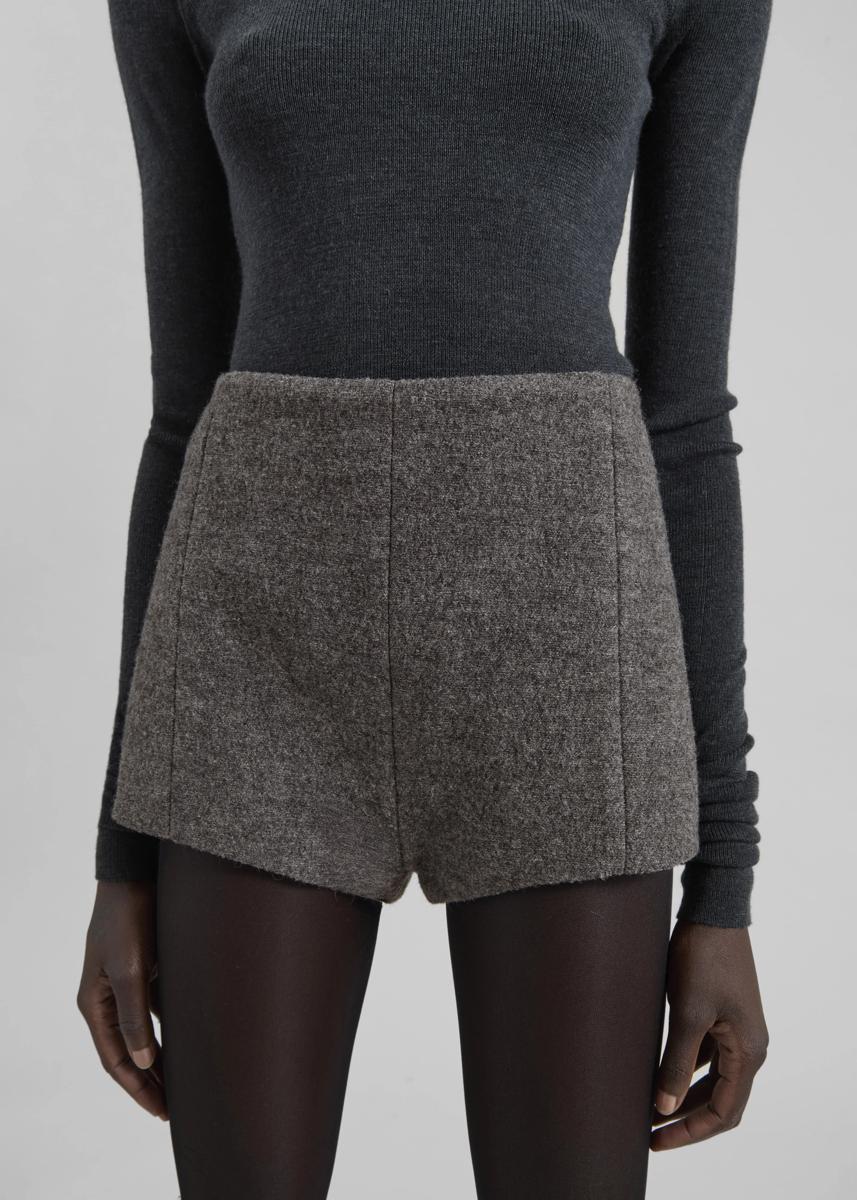 Vail Brushed Wool Hot Pants - Grey Melange - Image 5