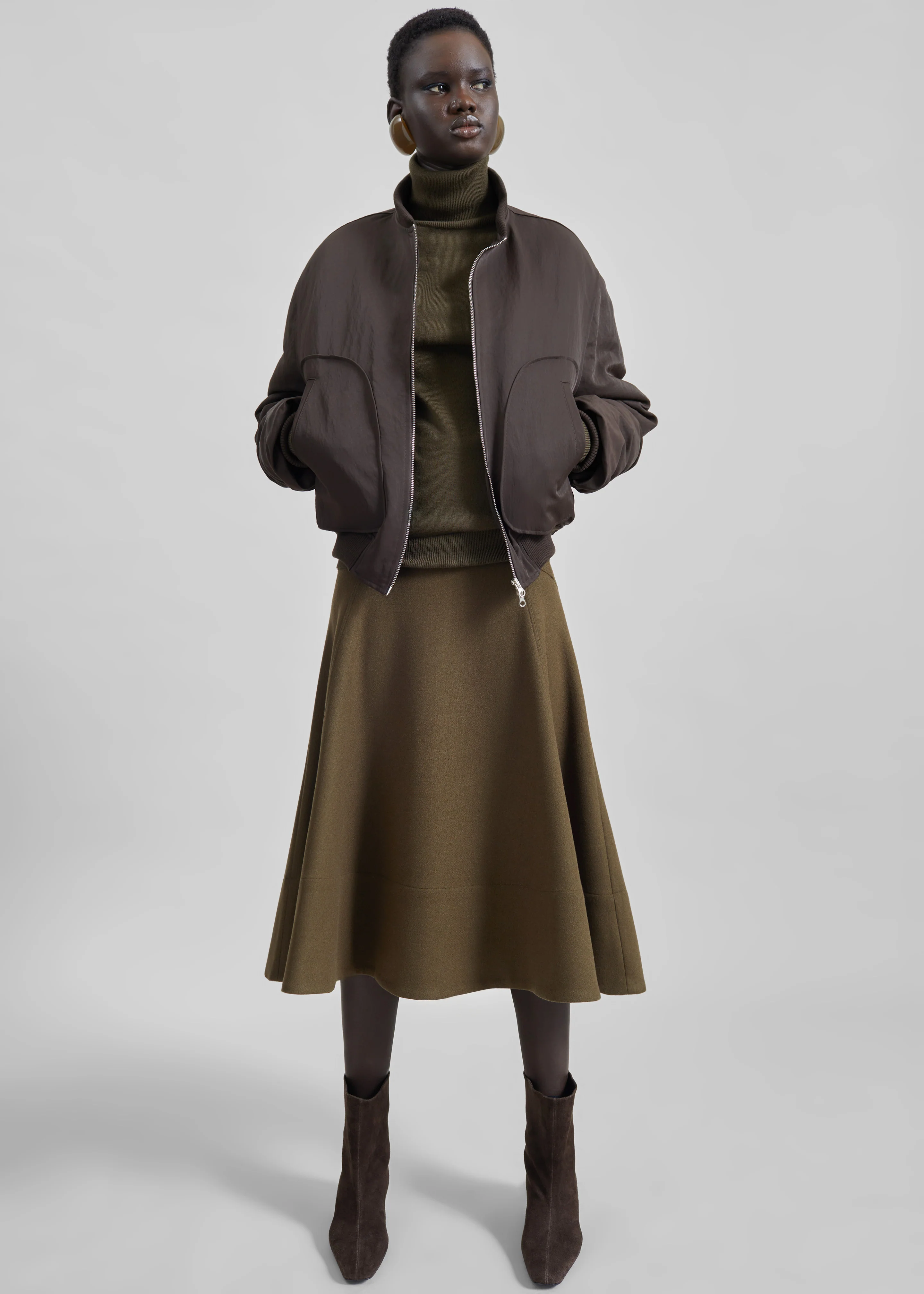 Valdres Padded Bomber Jacket - Brown - Image 4