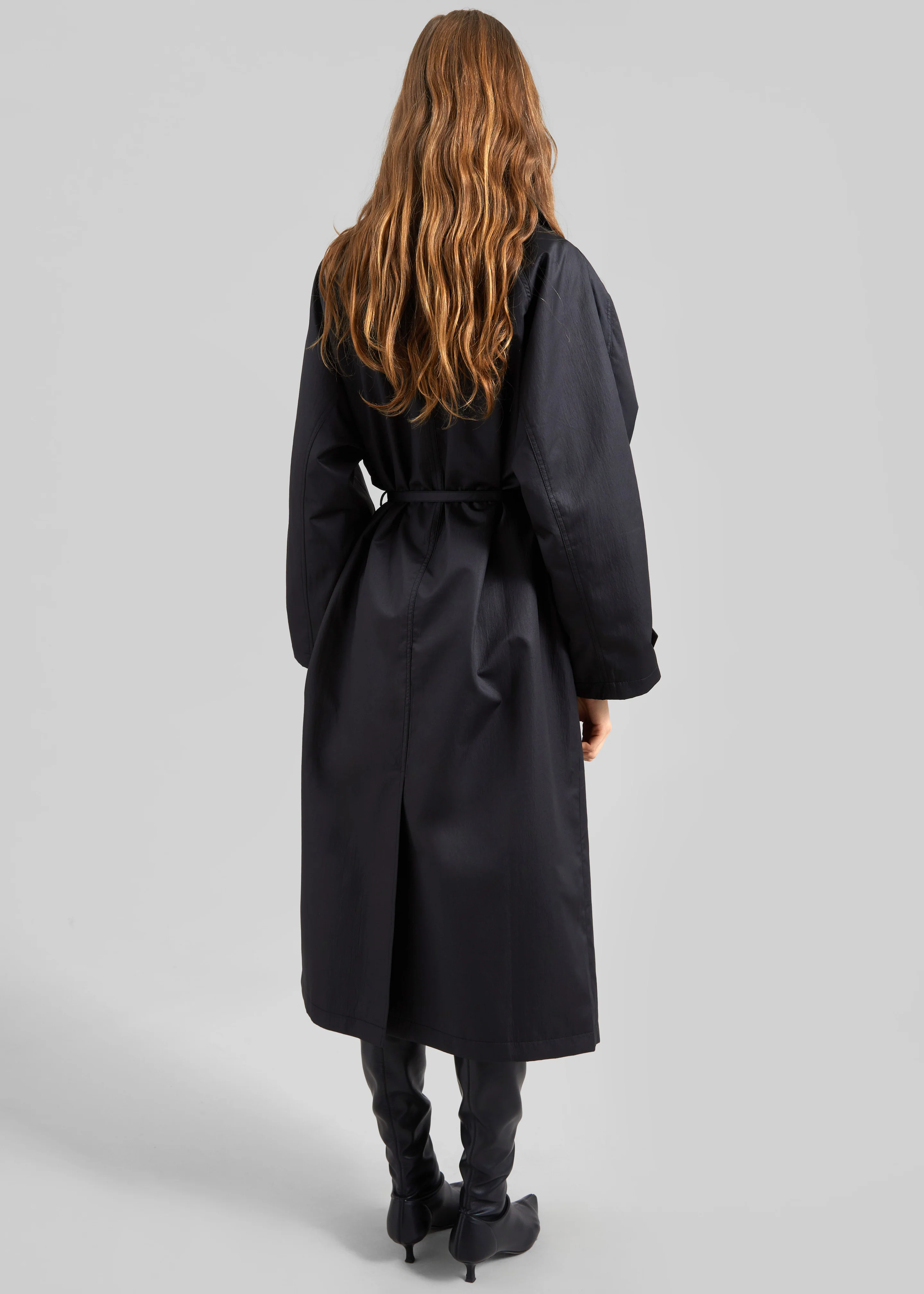 Valence Textured Trench Coat - Black - Image 5