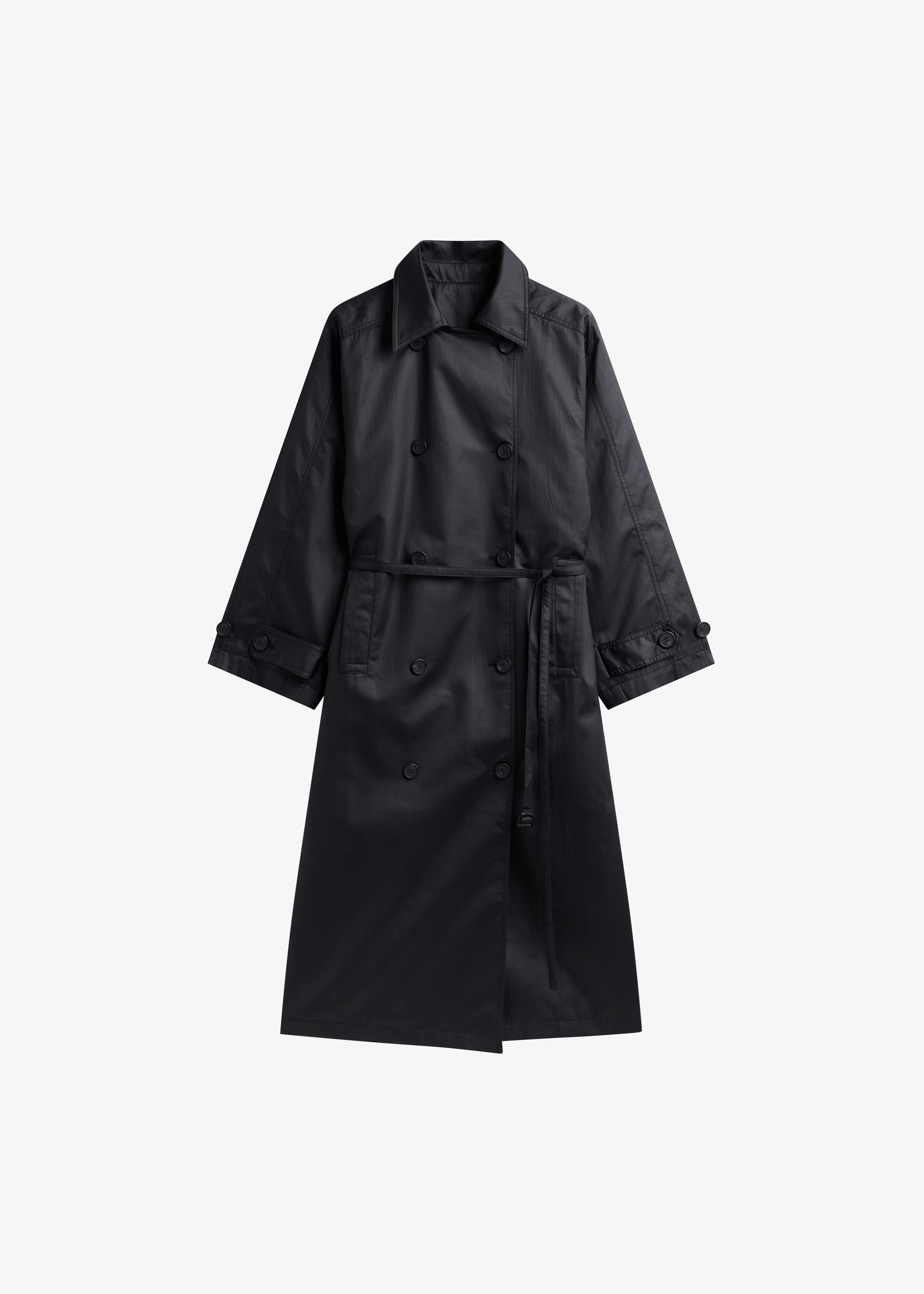 Valence Textured Trench Coat - Black - Image 6