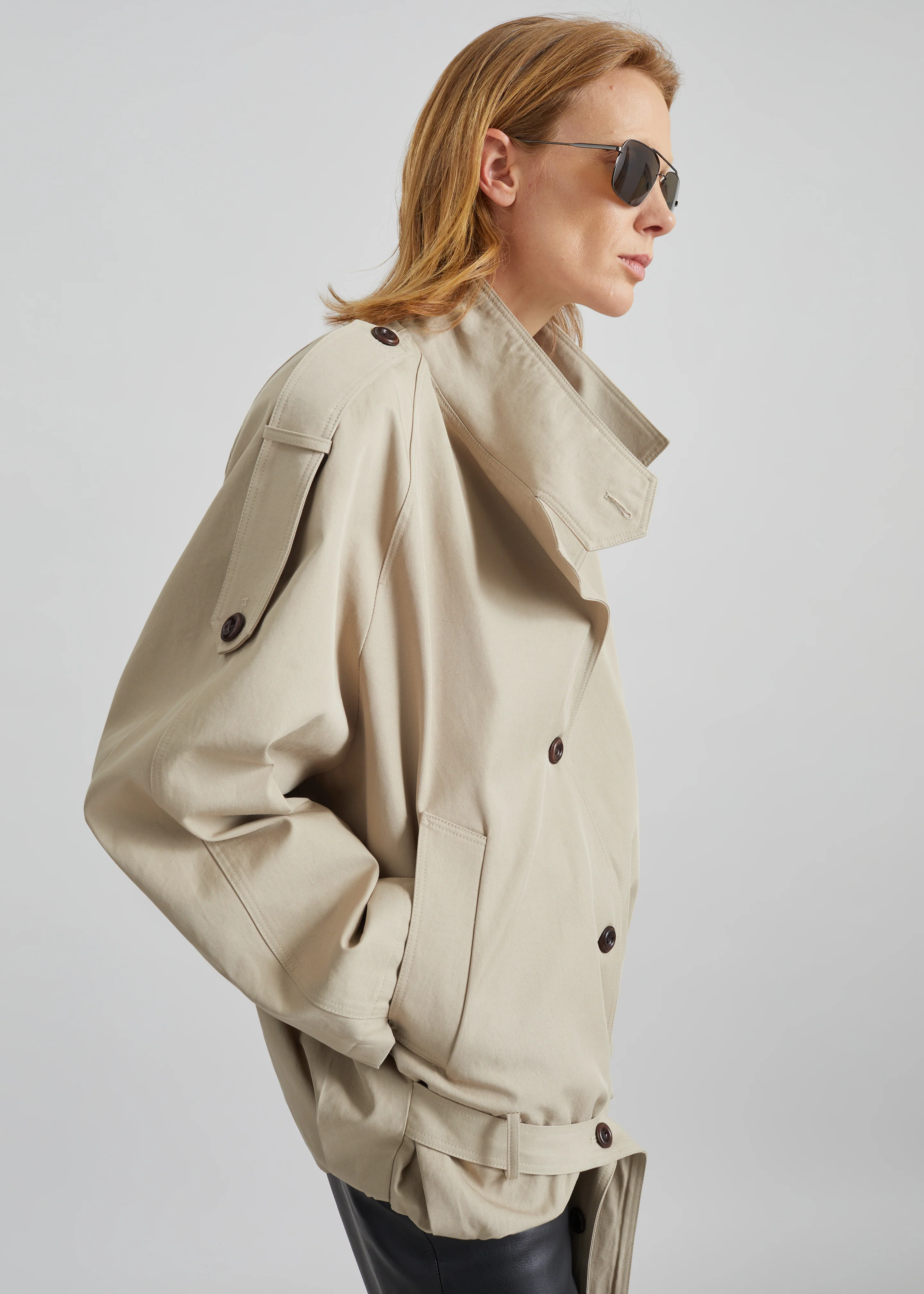 Vallby Belted Short Trench - Beige - Image 2