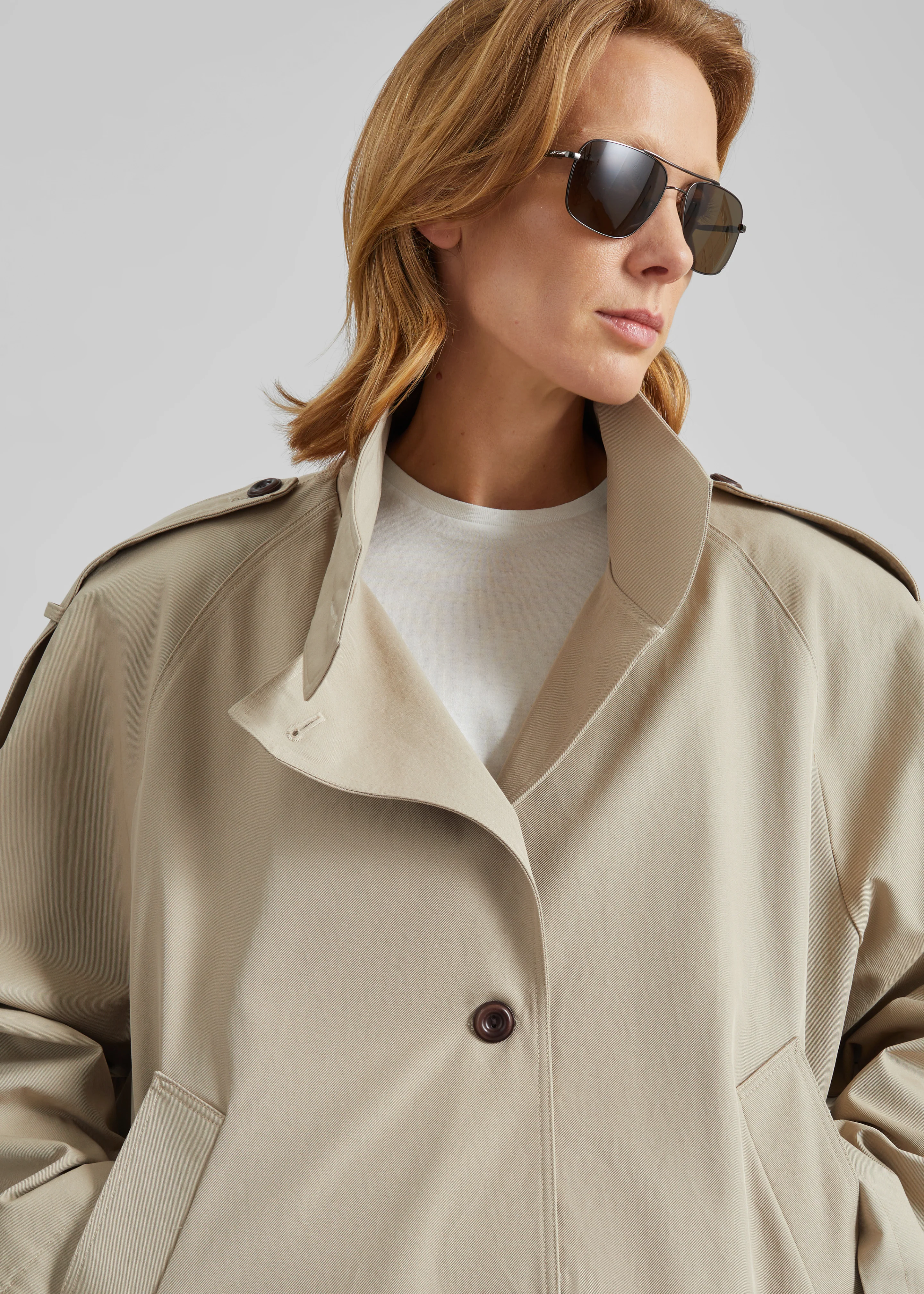Vallby Belted Short Trench - Beige - Image 4