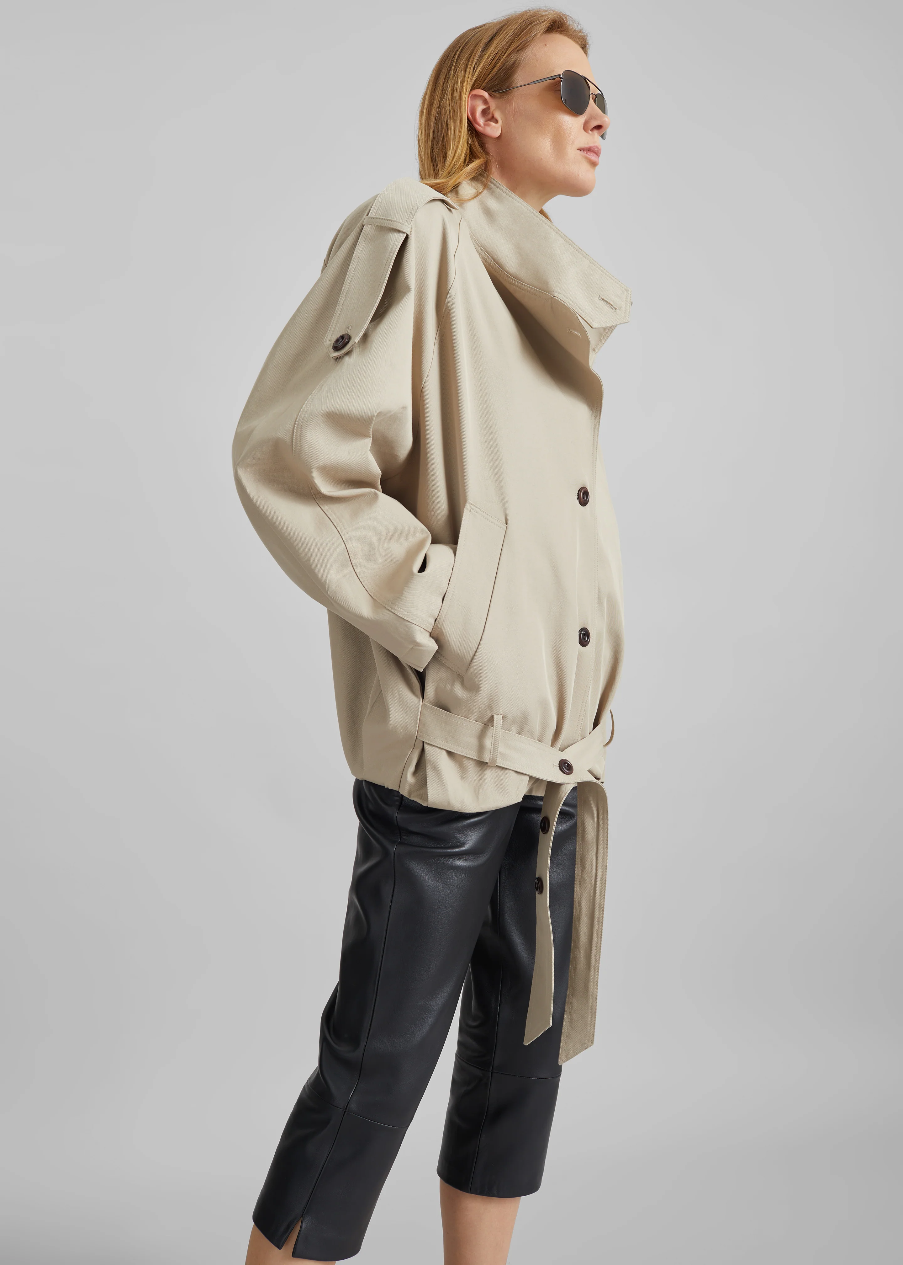 Vallby Belted Short Trench - Beige - Image 5
