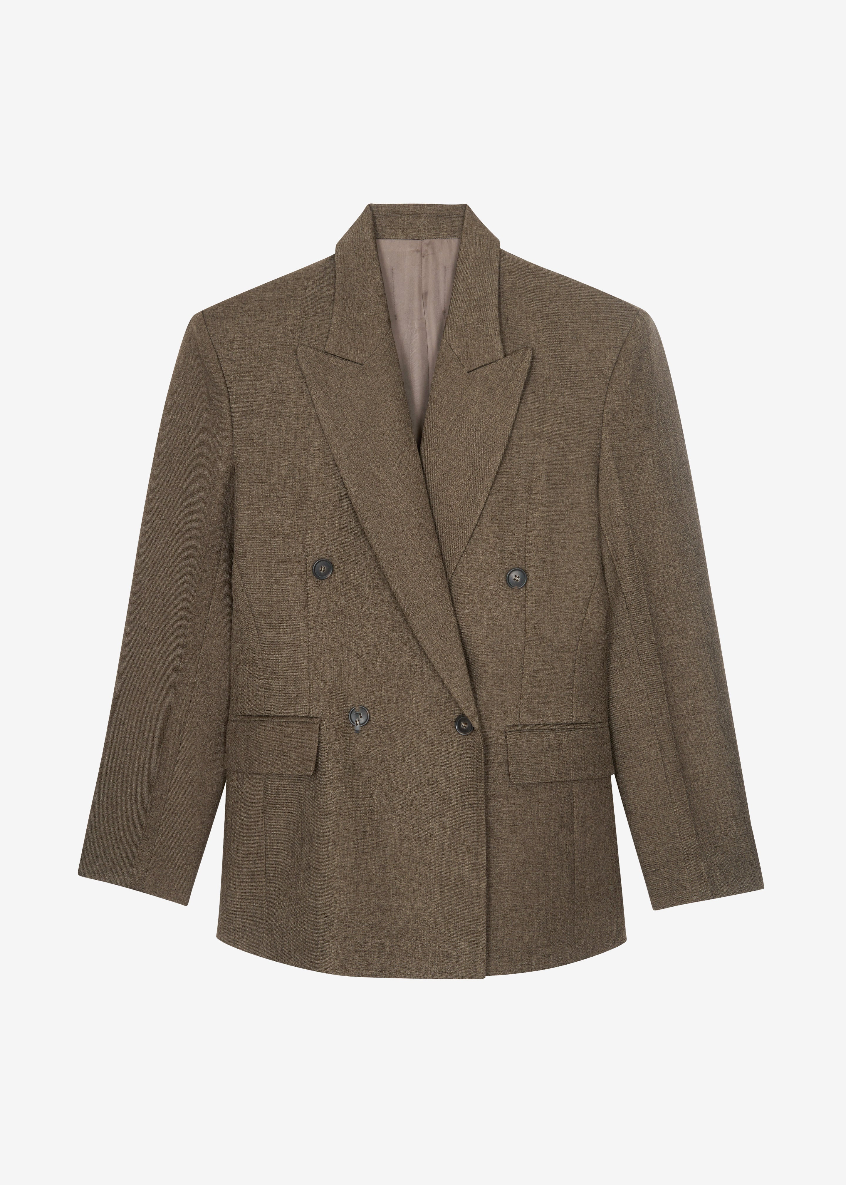 Vallsta Double-Breasted Blazer - Brown Melange - Image 10
