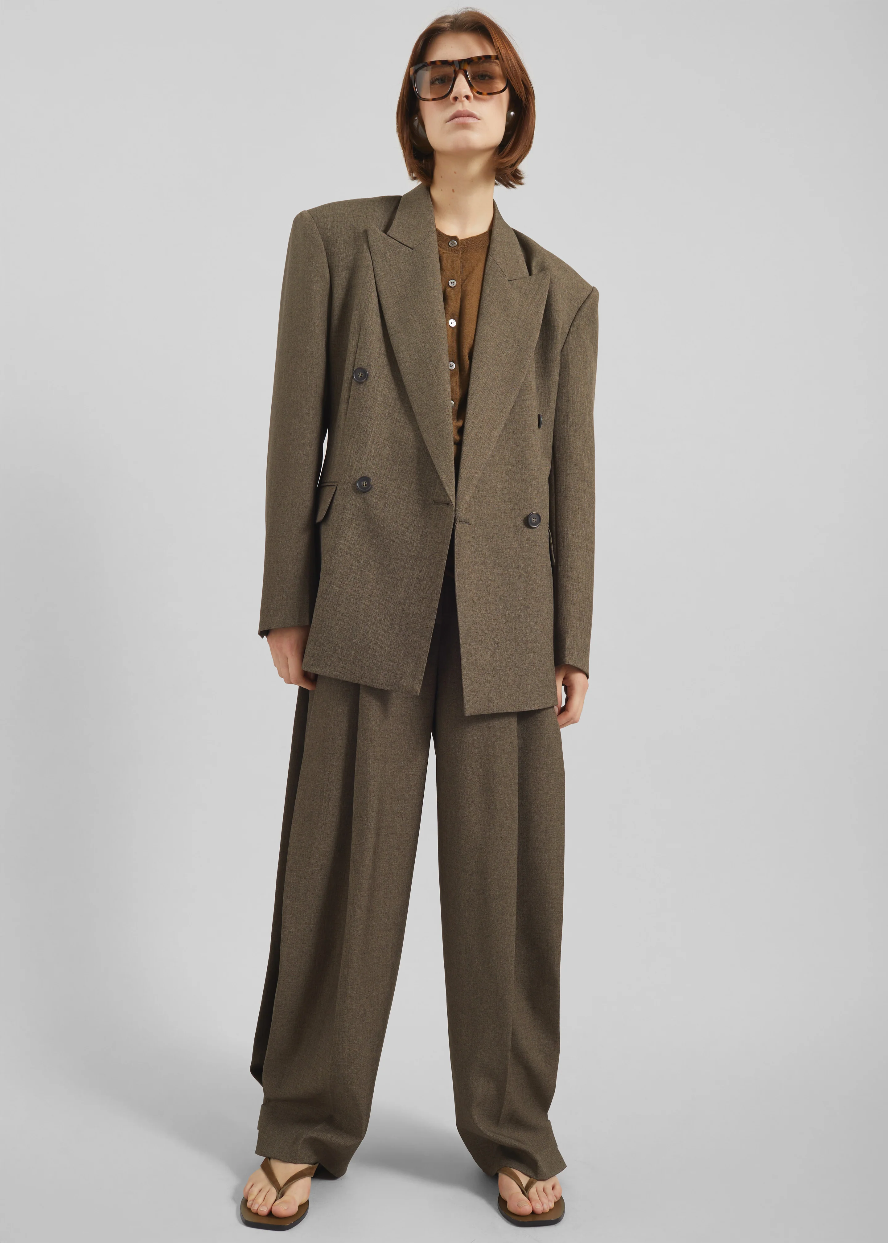 Vallsta Double-Breasted Blazer - Brown Melange - Image 2