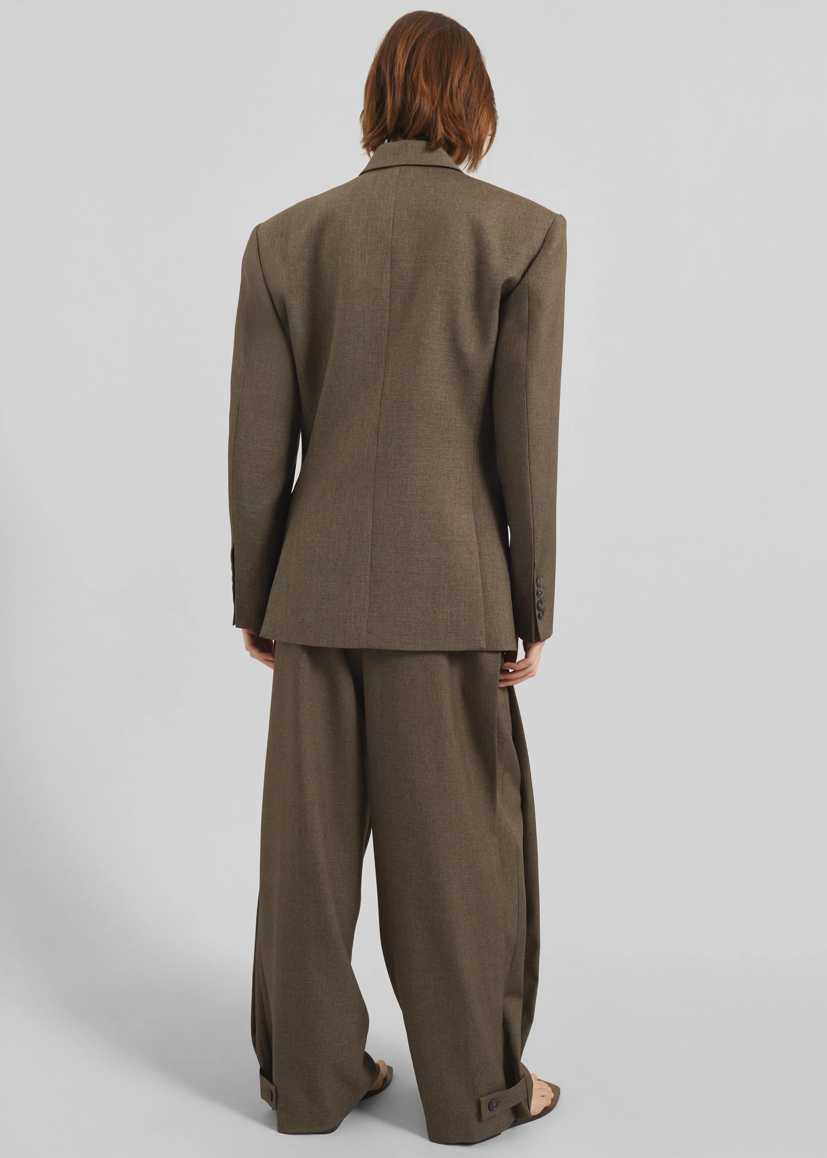 Vallsta Double-Breasted Blazer - Brown Melange - Image 9