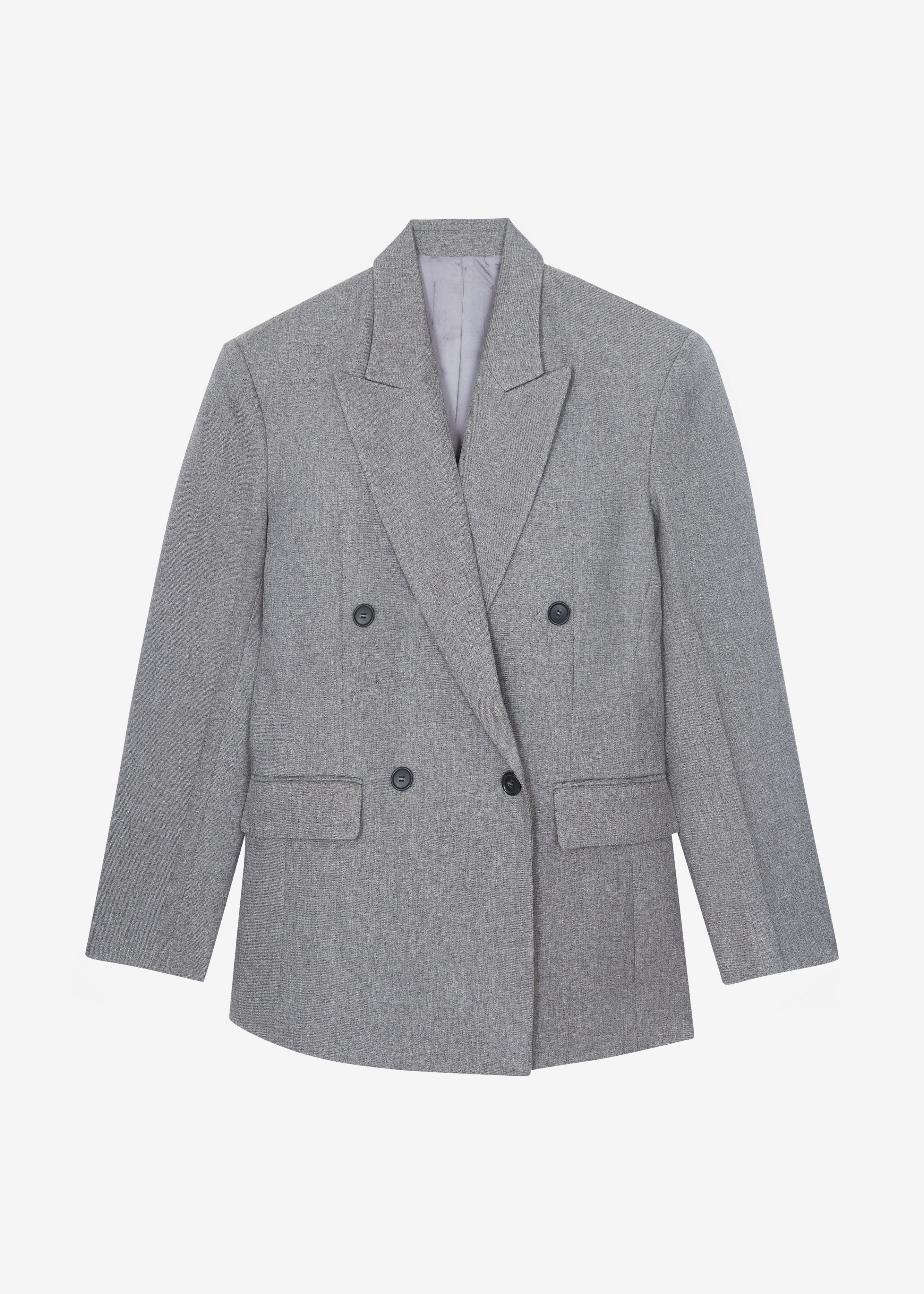 Vallsta Double-Breasted Blazer - Grey Melange - Image 10