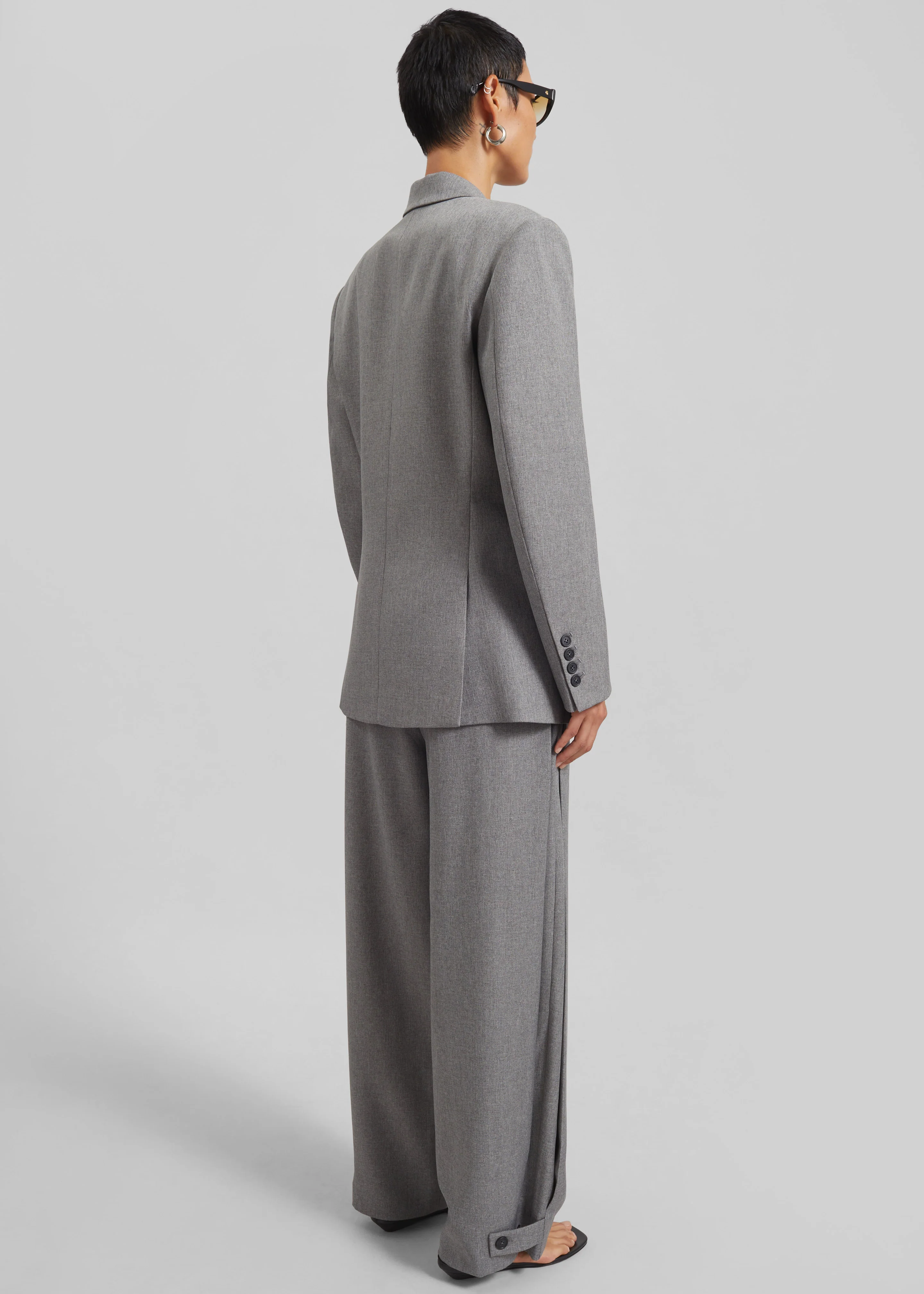 Vallsta Double-Breasted Blazer - Grey Melange - Image 9
