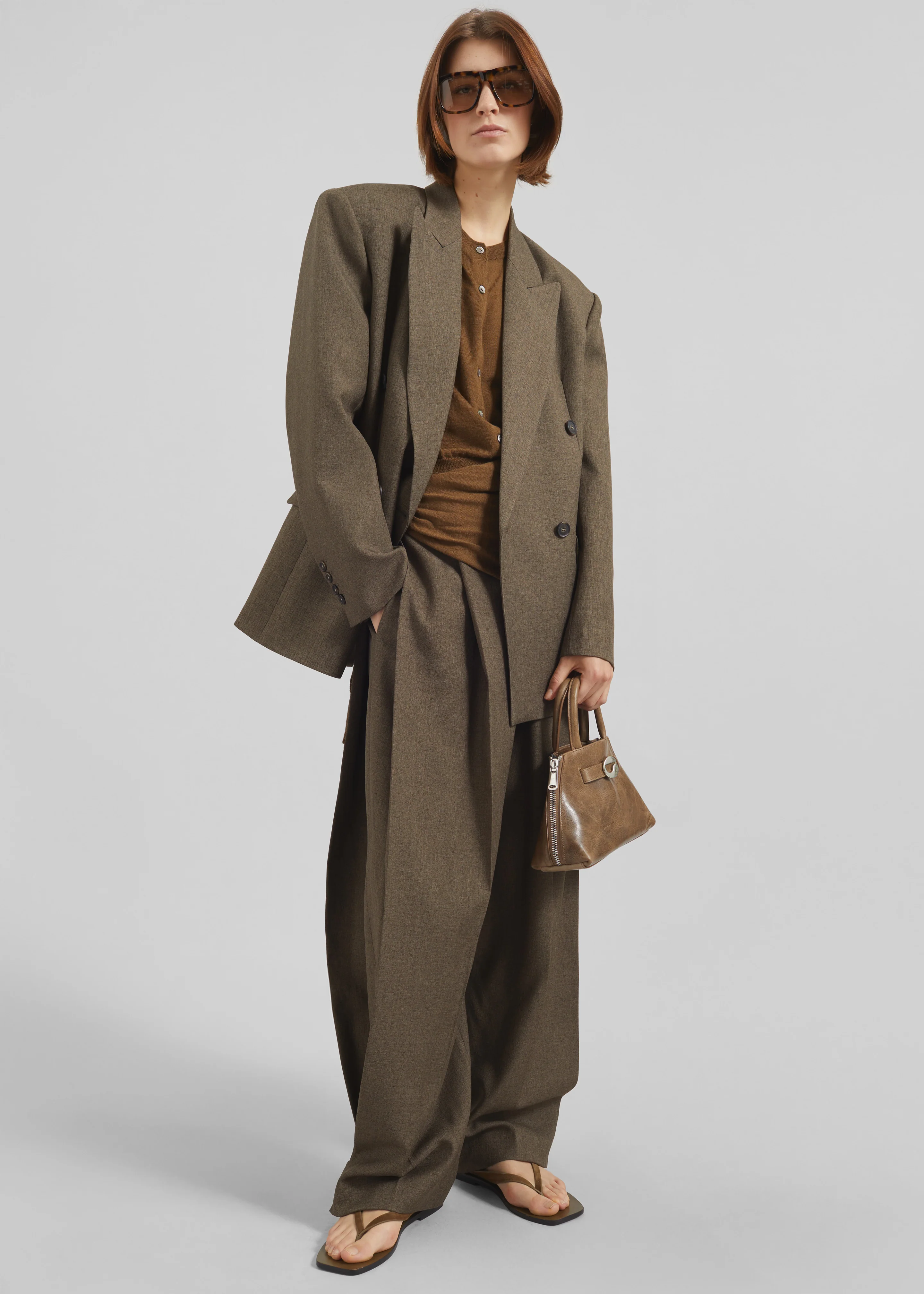 Vallsta Tailored Trousers - Brown Melange - Image 2