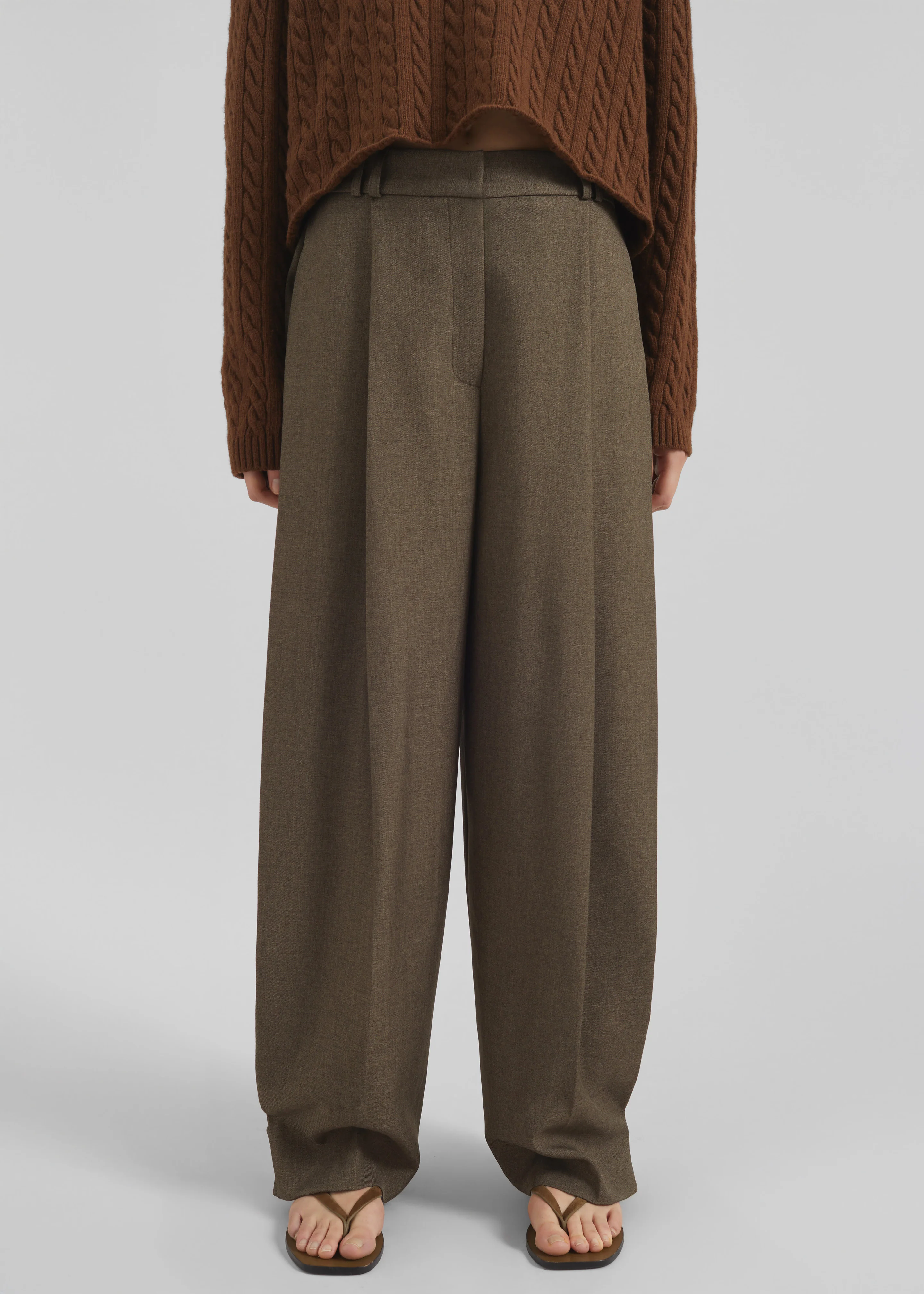 Vallsta Tailored Trousers - Brown Melange - Image 3