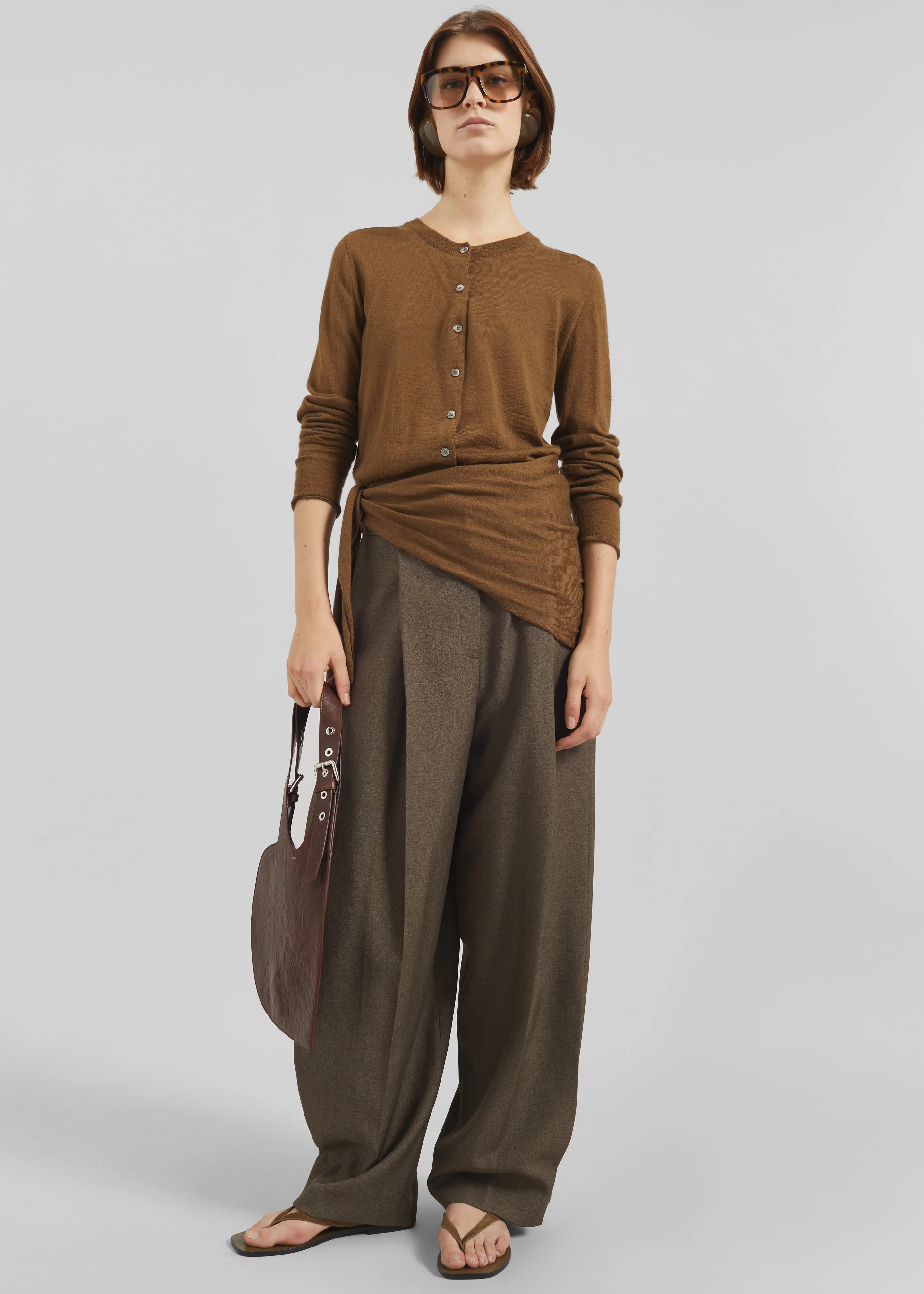 Vallsta Tailored Trousers - Brown Melange - Image 4
