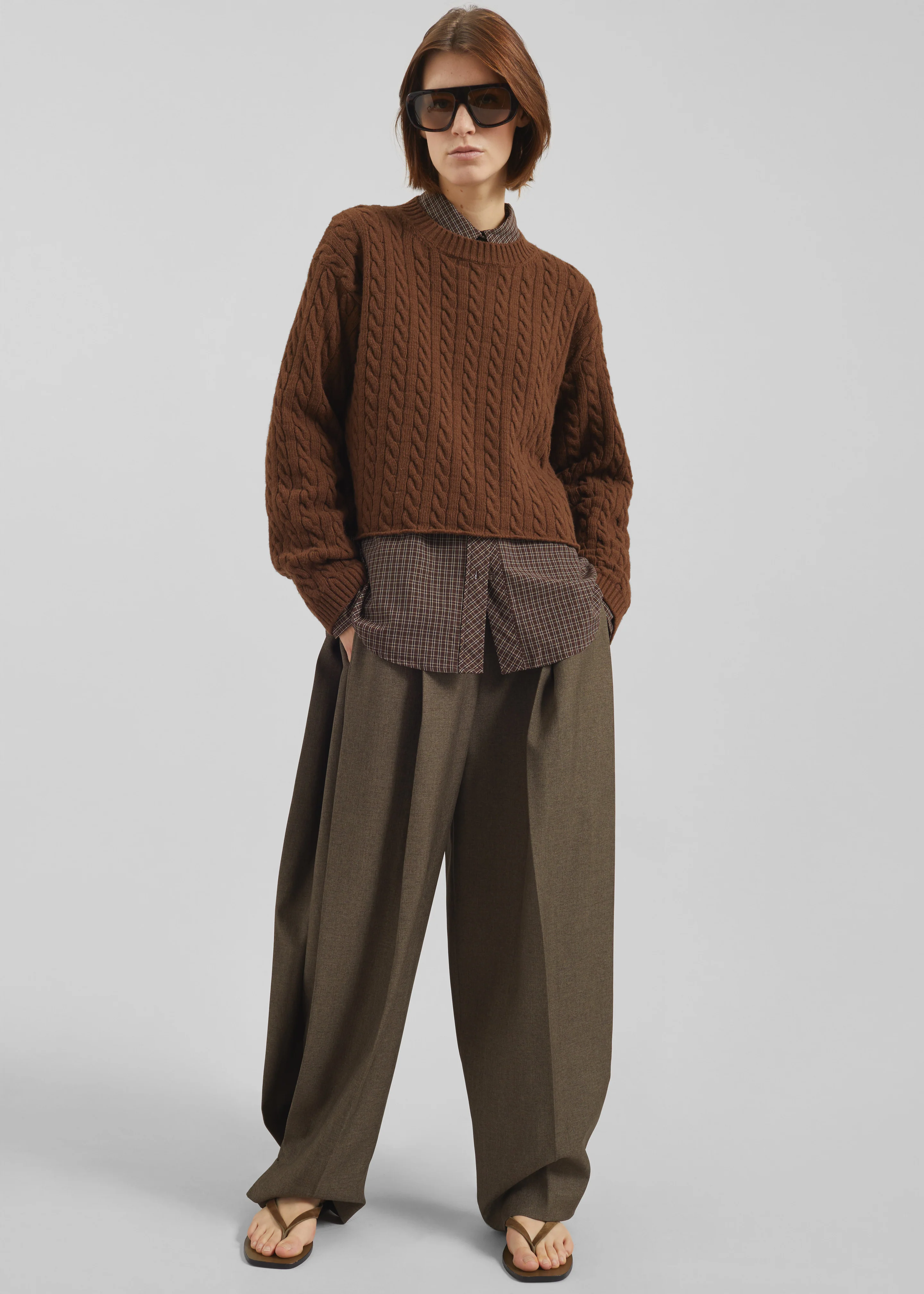 Vallsta Tailored Trousers - Brown Melange - Image 5