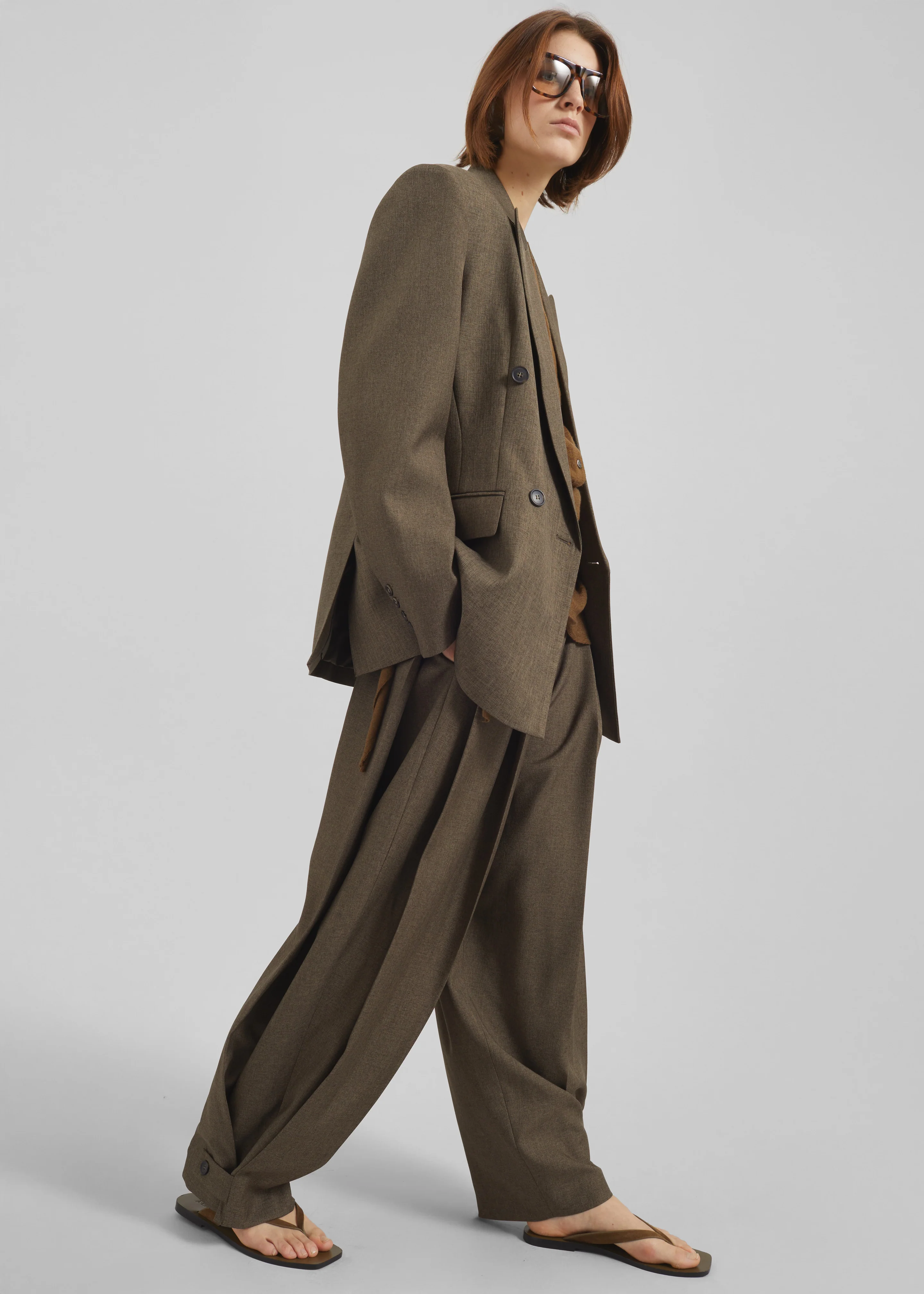 Vallsta Tailored Trousers - Brown Melange - Image 6