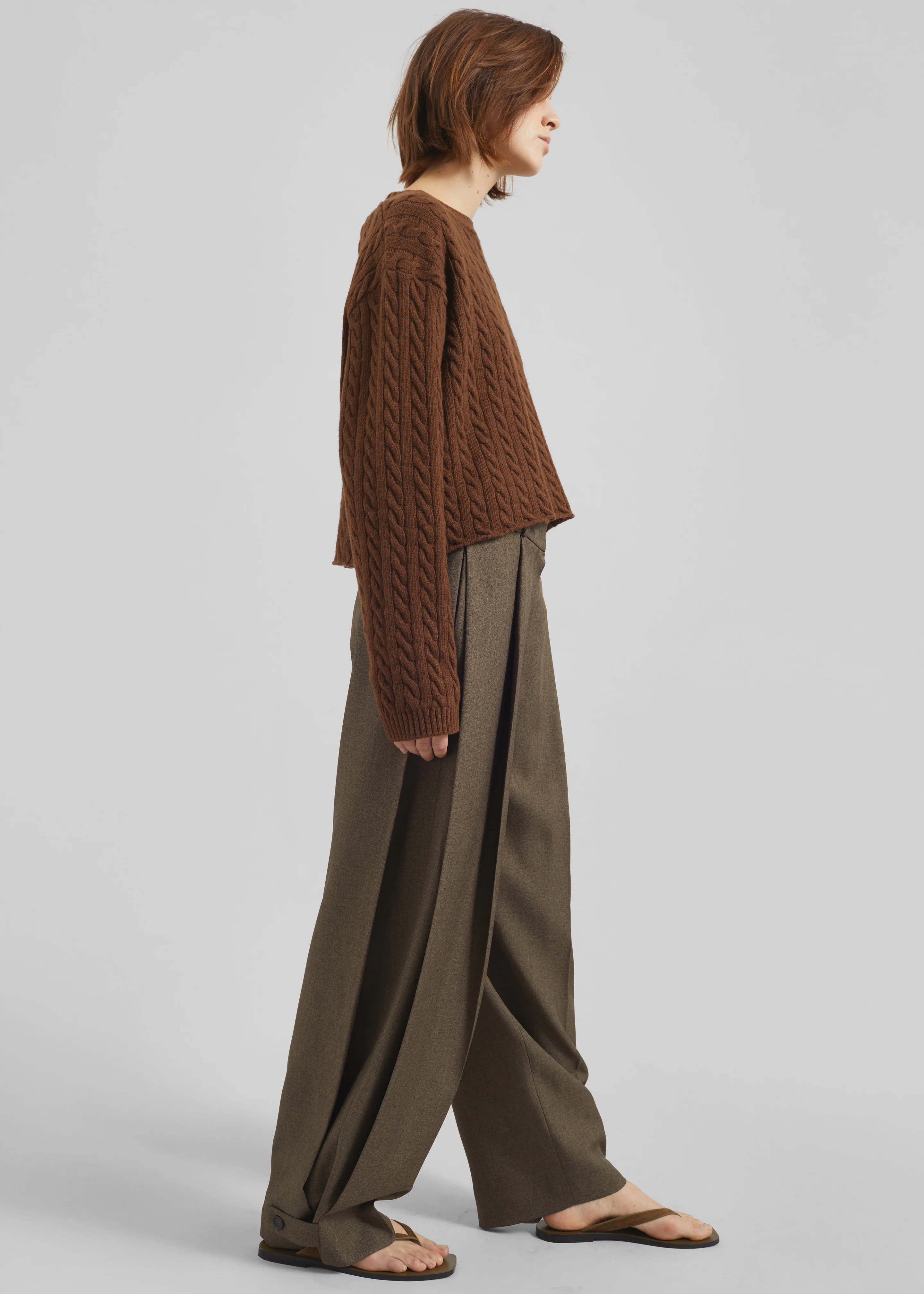 Vallsta Tailored Trousers - Brown Melange - Image 7