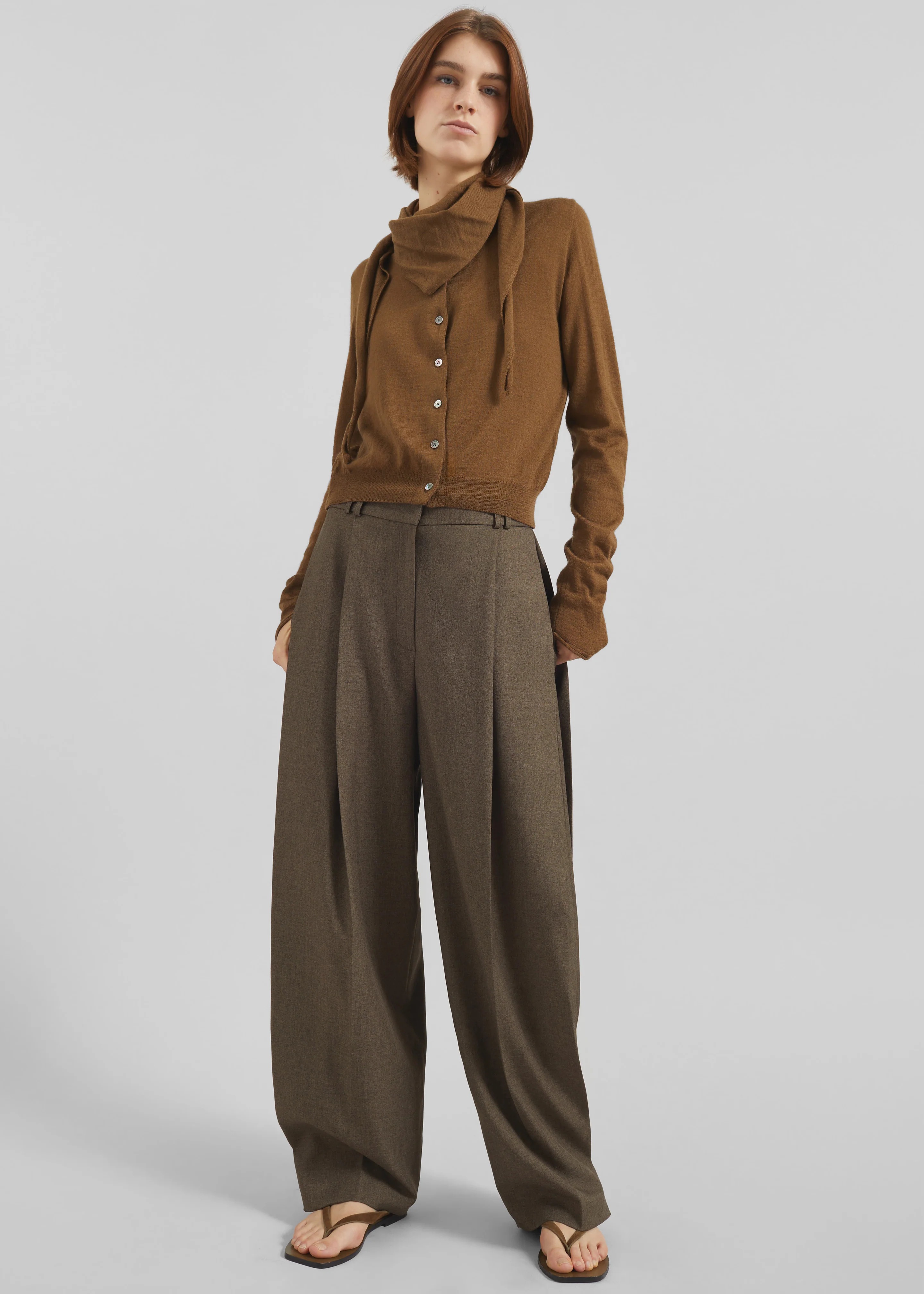 Vallsta Tailored Trousers - Brown Melange - Image 8