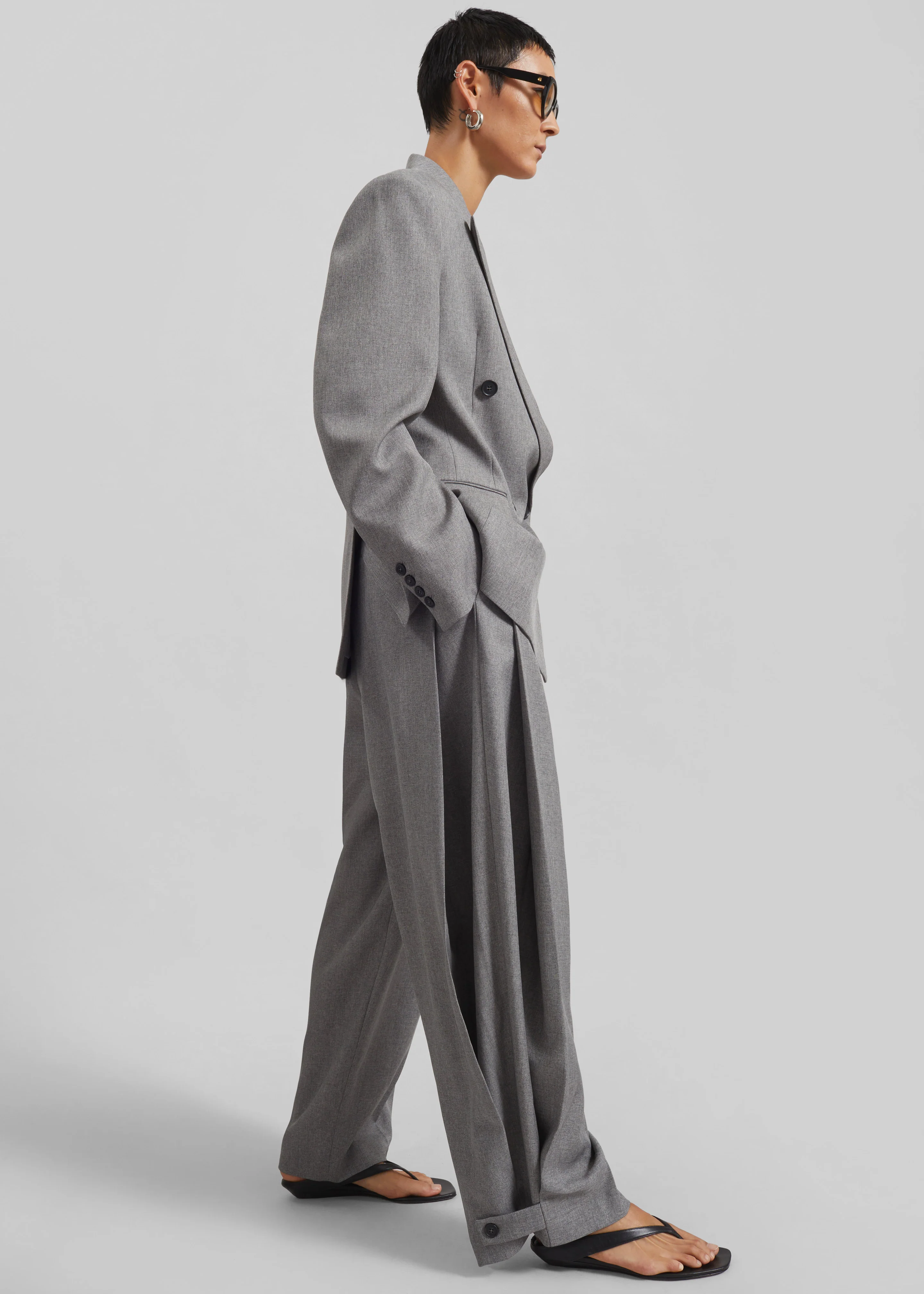 Vallsta Tailored Trousers - Grey Melange - Image 3