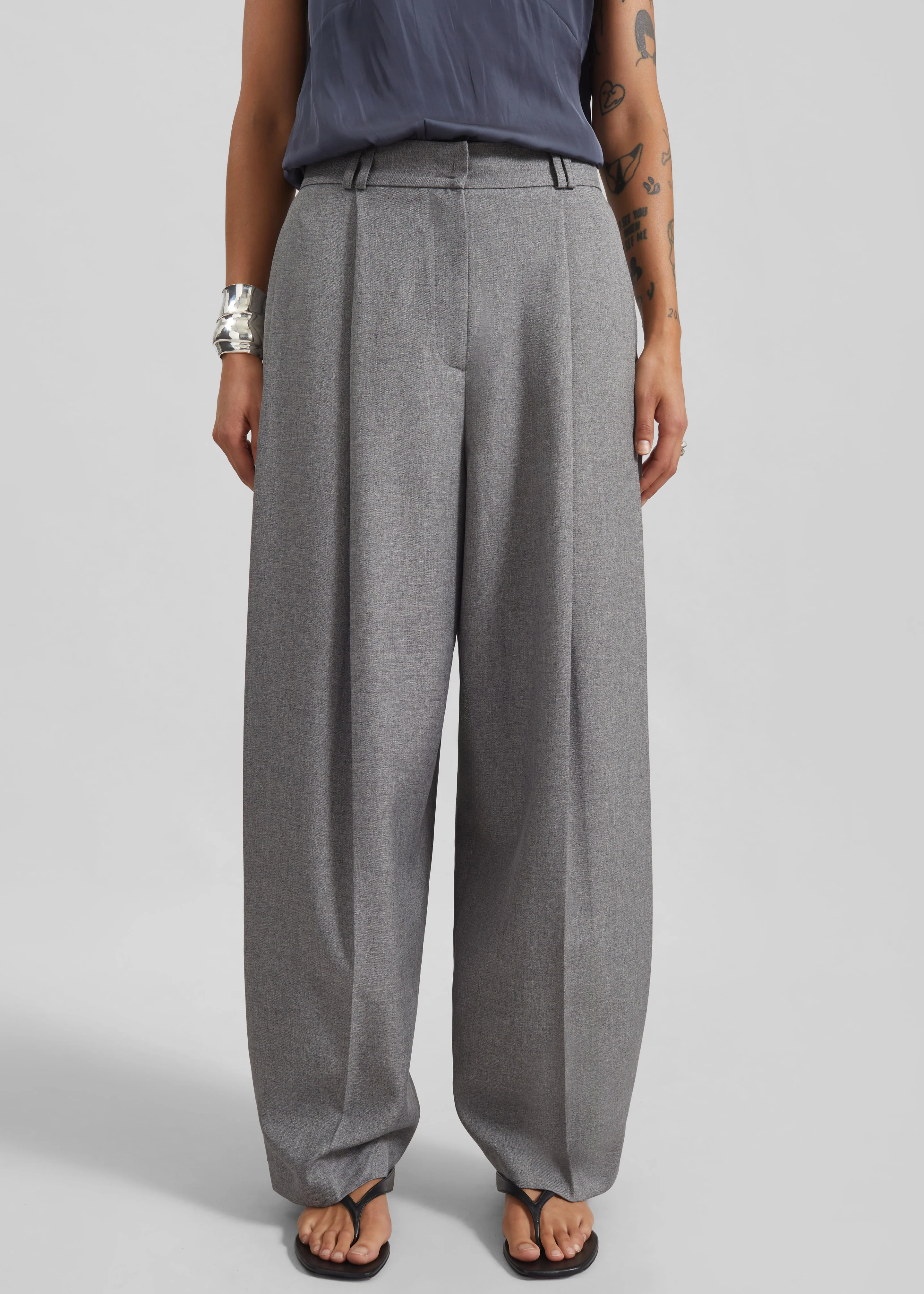 Vallsta Tailored Trousers - Grey Melange - Image 6