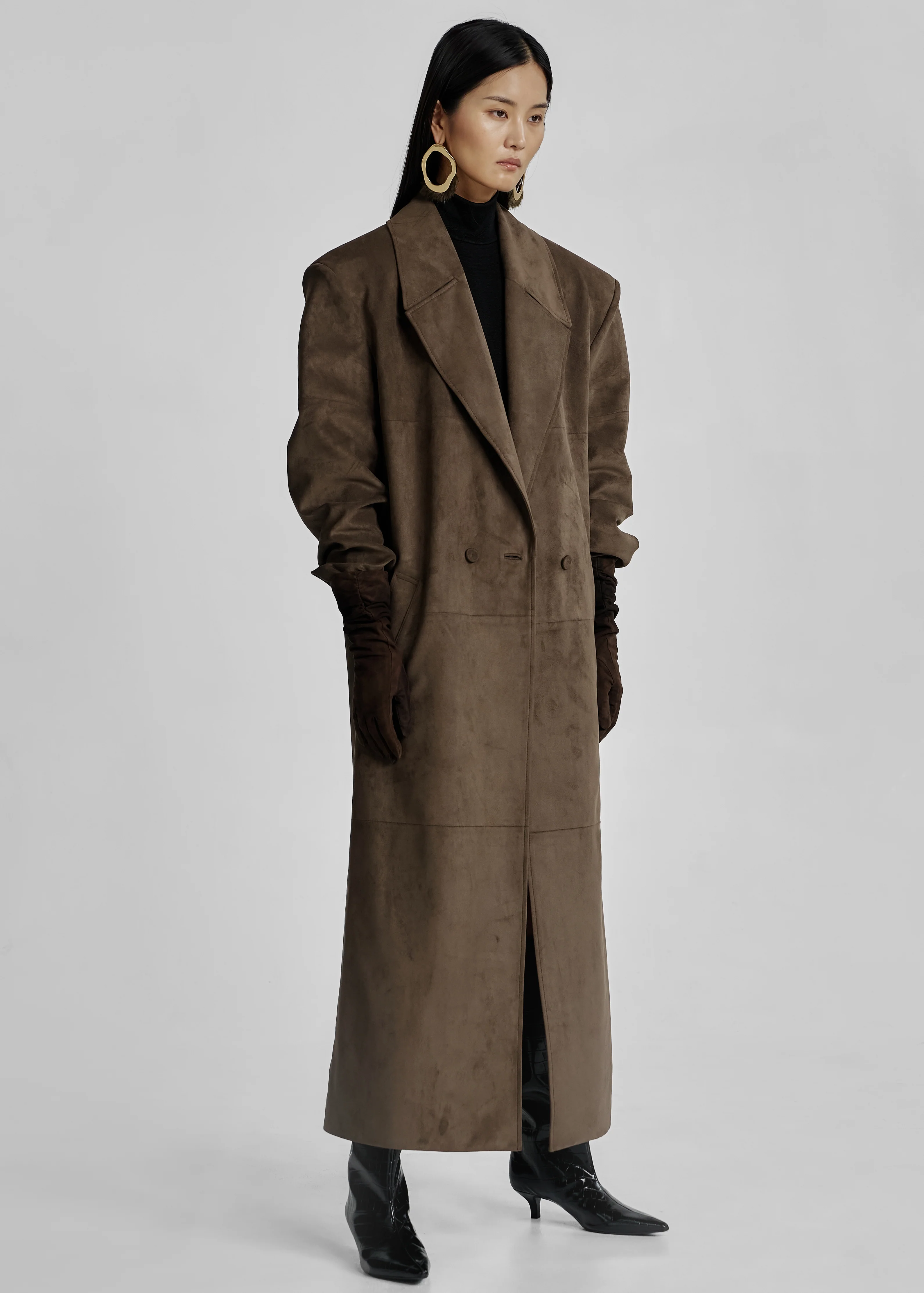 Valmere Faux Suede Coat - Brown - Image 8