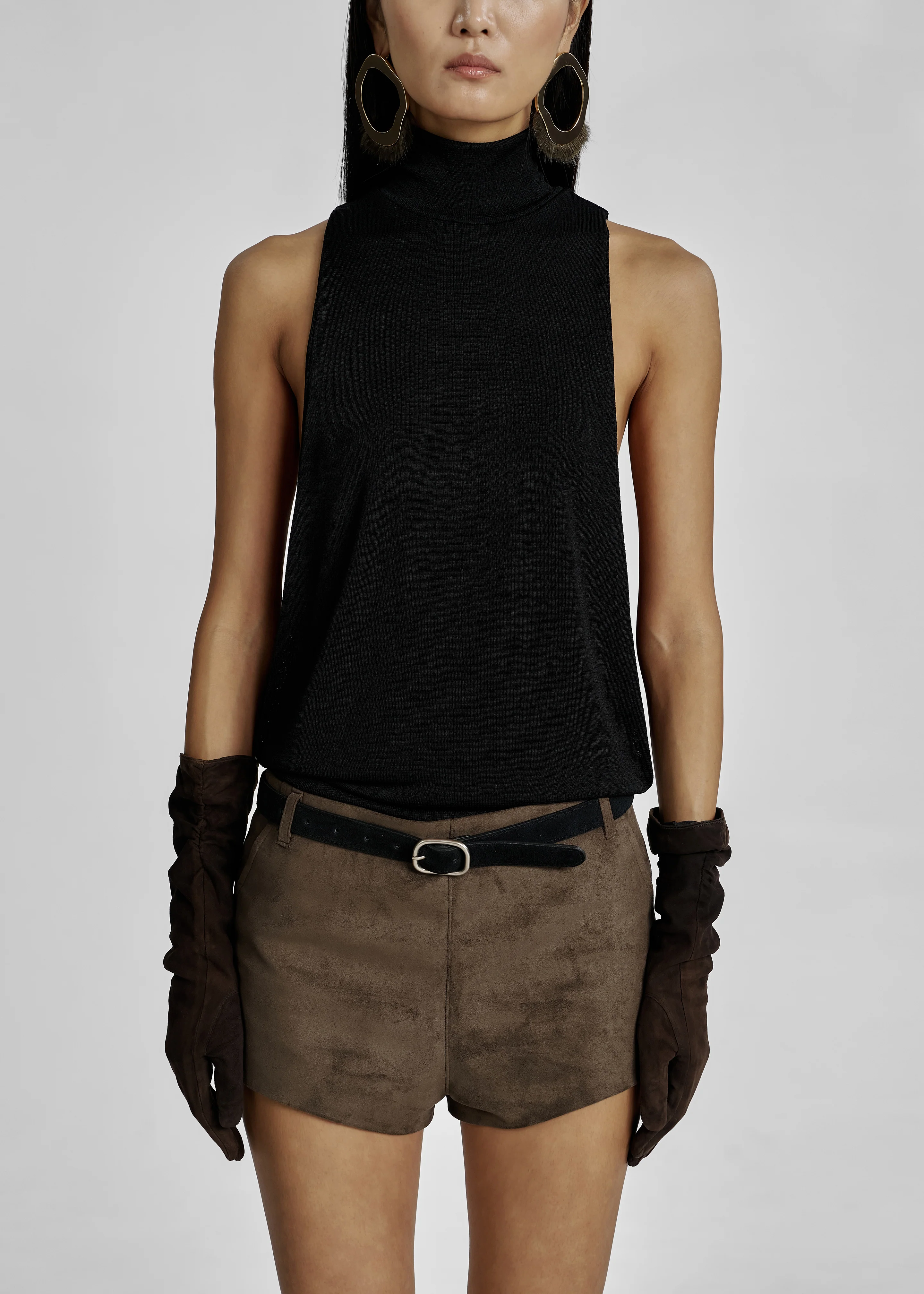 Valmere Faux Suede Hot Pants - Brown - Image 3
