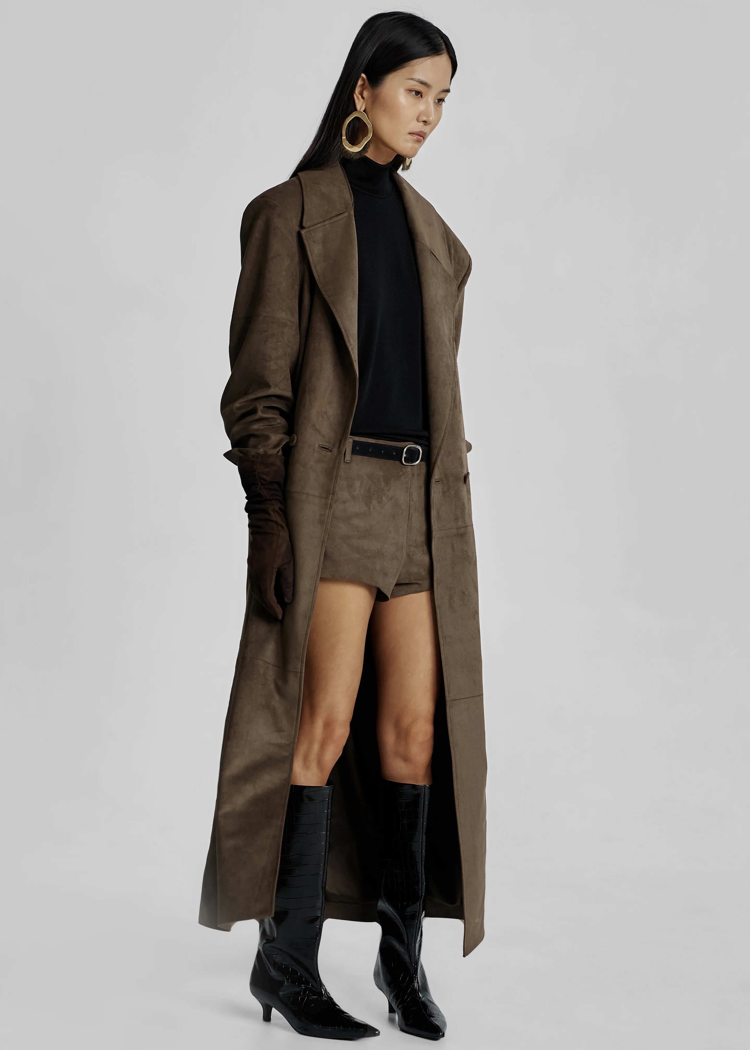 Valmere Faux Suede Hot Pants - Brown - Image 6