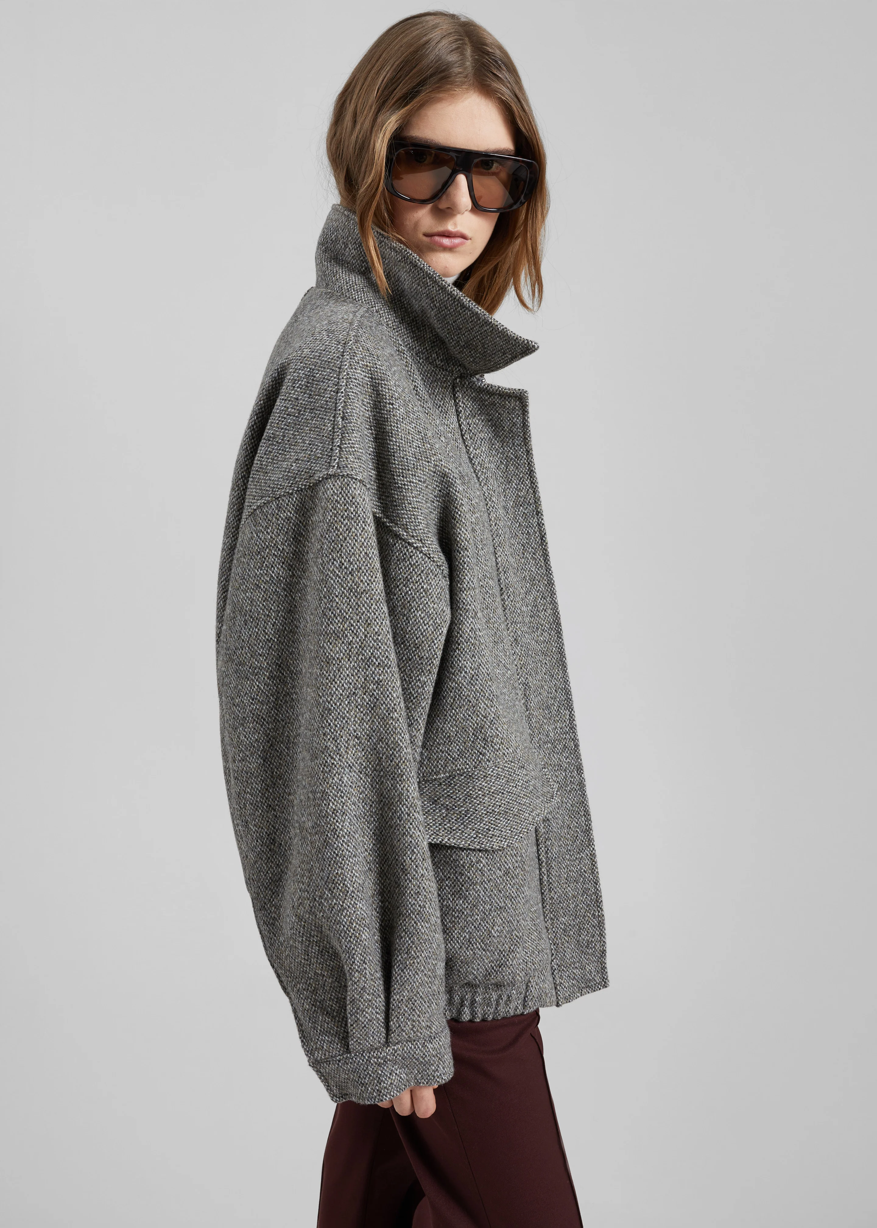 Vanves Wool Blouson Jacket - Grey Melange - Image 3