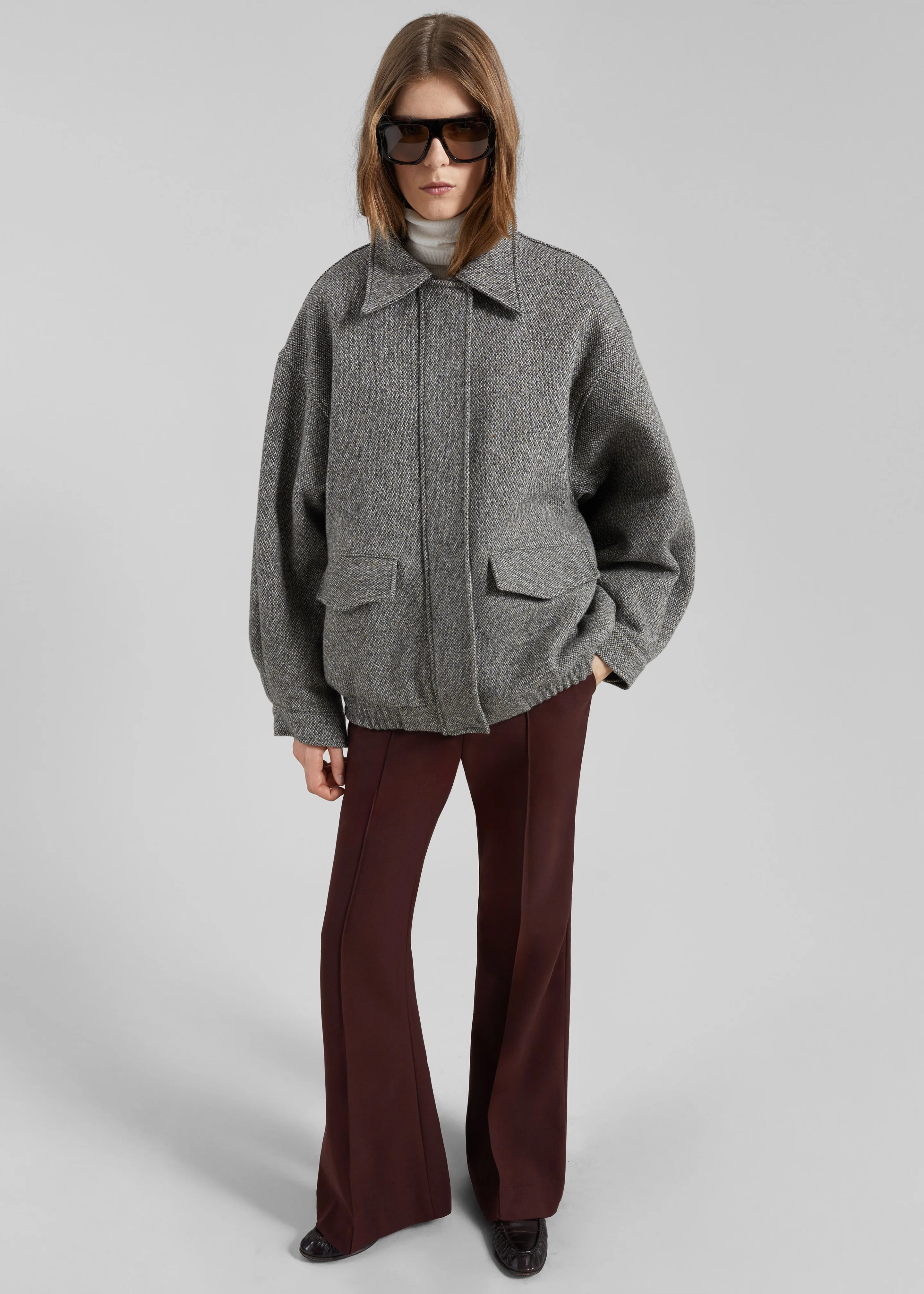 Vanves Wool Blouson Jacket - Grey Melange - Image 5