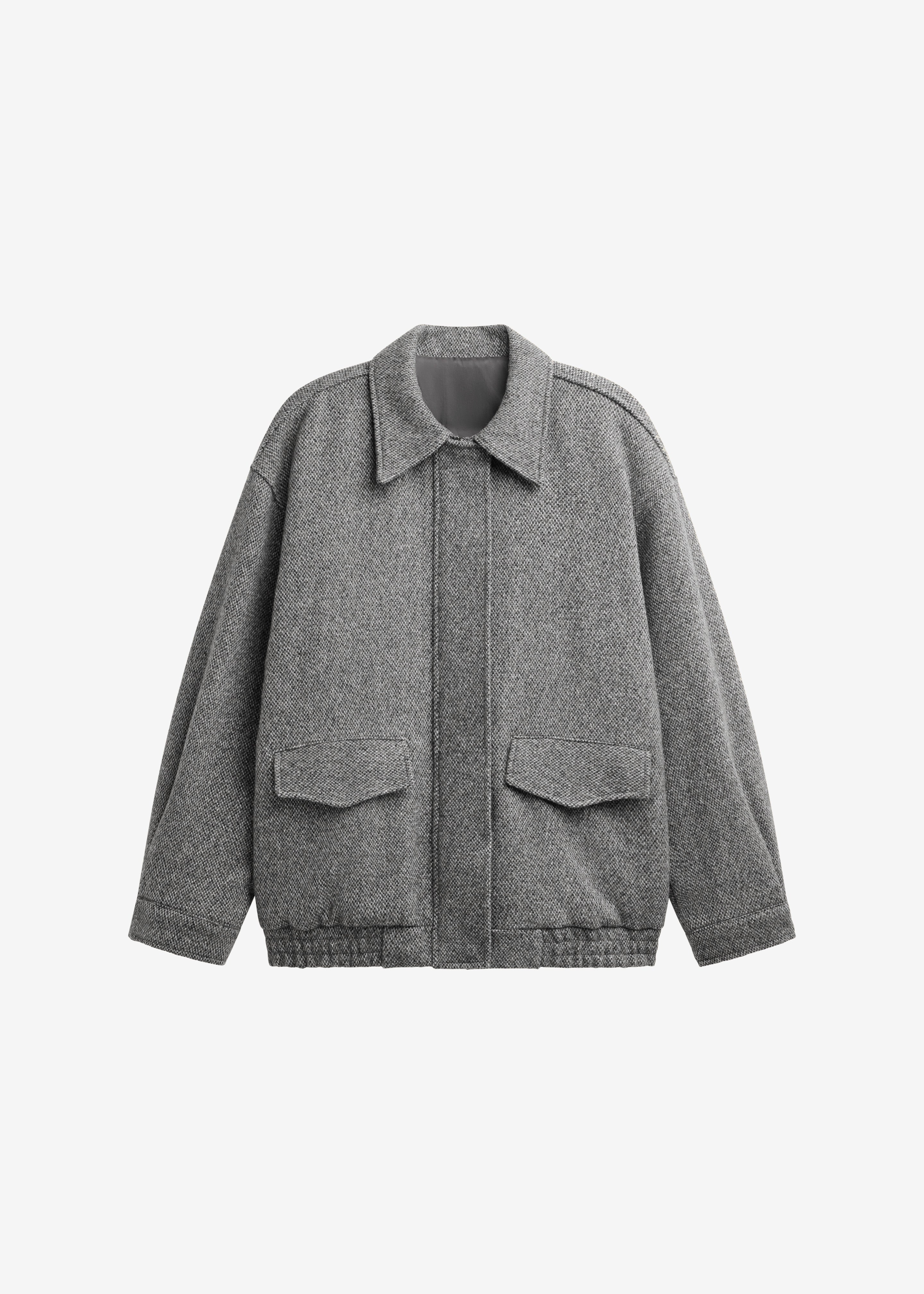 Vanves Wool Blouson Jacket - Grey Melange - Image 7
