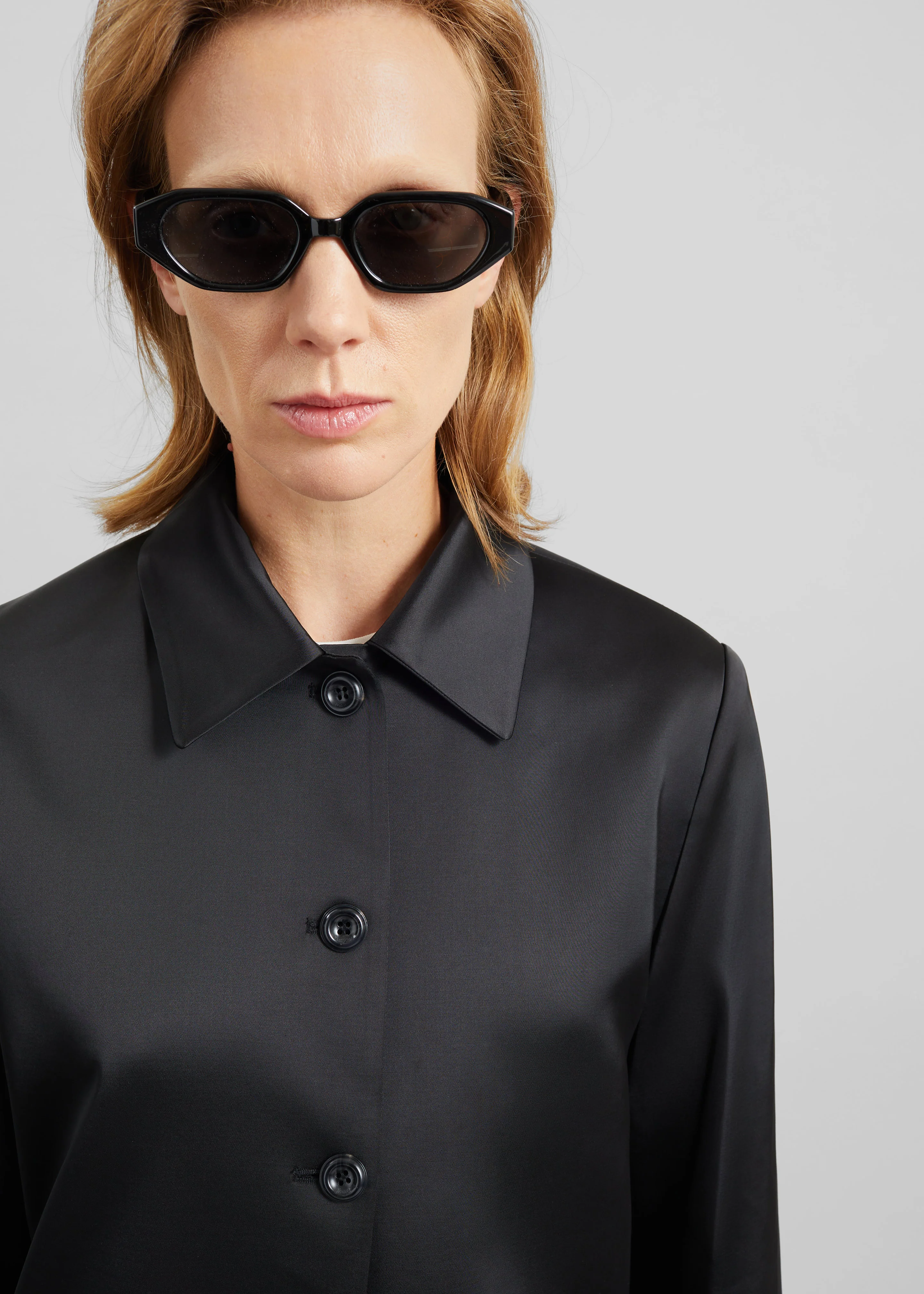 Vavin Satin Long Jacket - Black - Image 4
