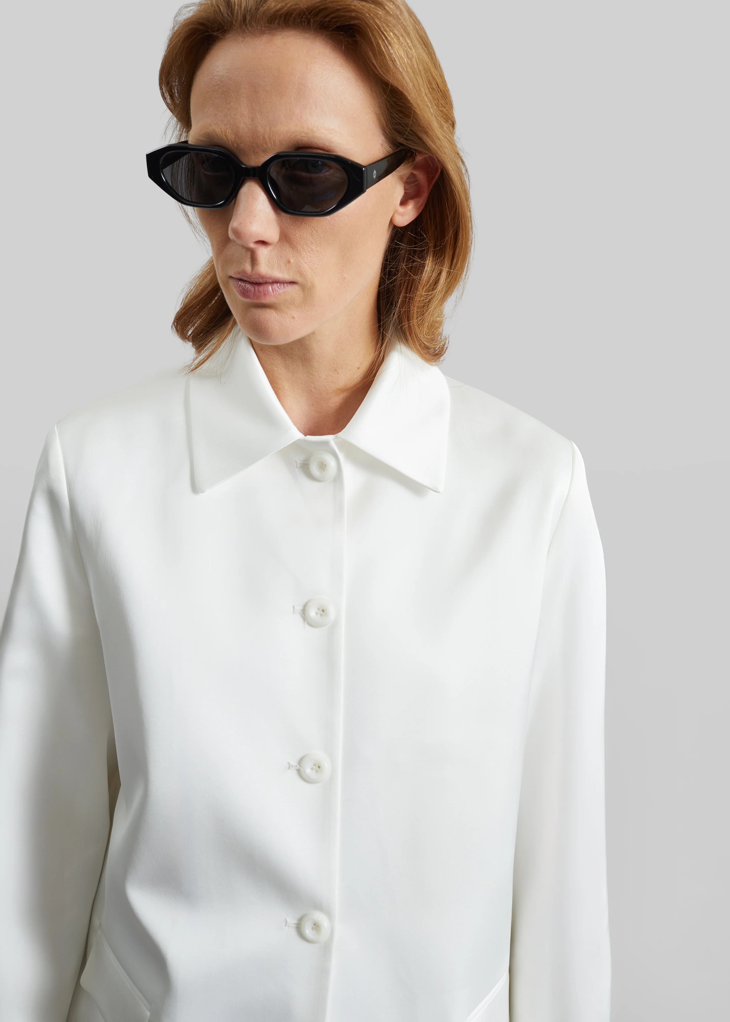 Vavin Satin Long Jacket - White - Image 4