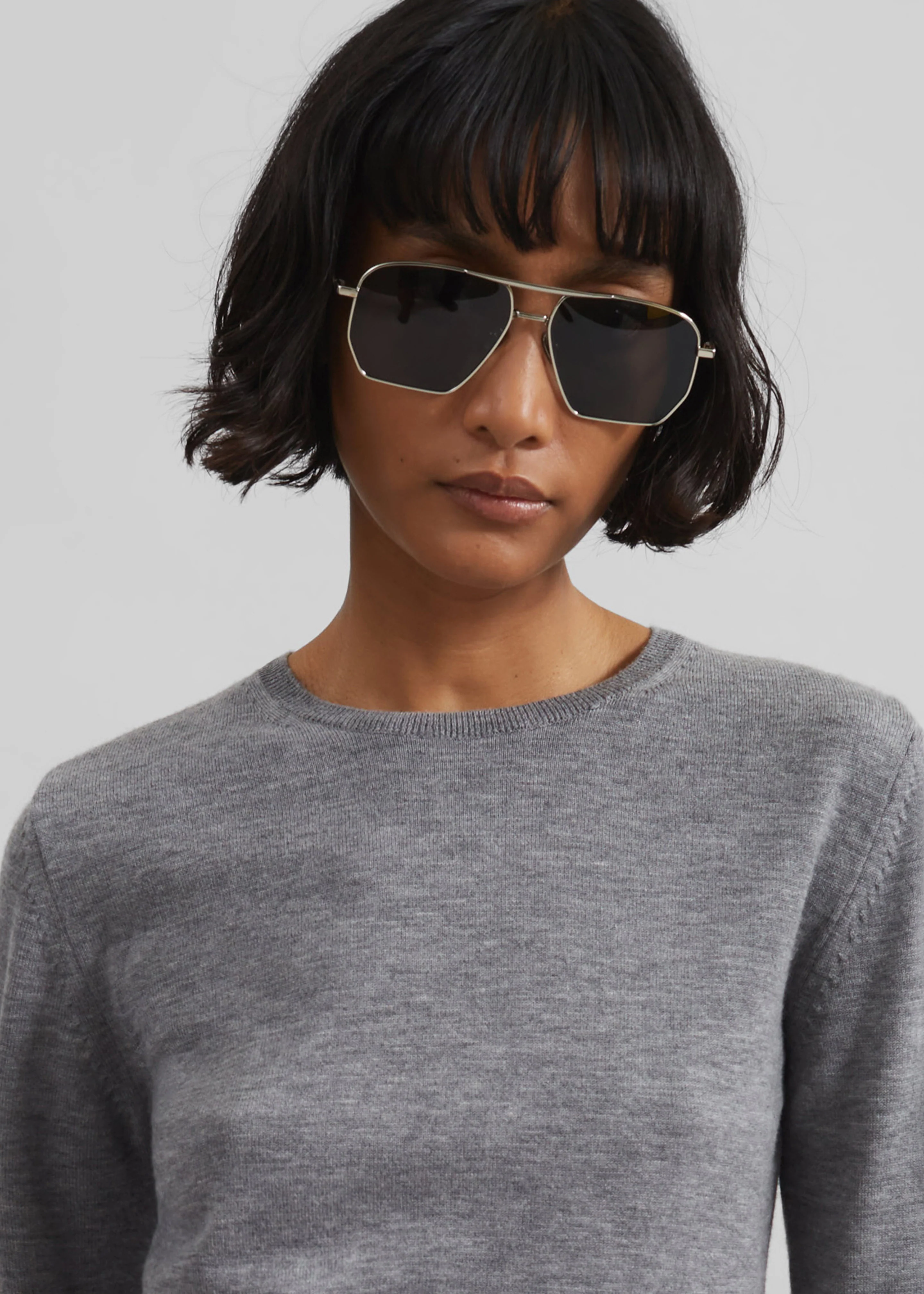Veer Zip Cropped Sweater - Grey - Image 2