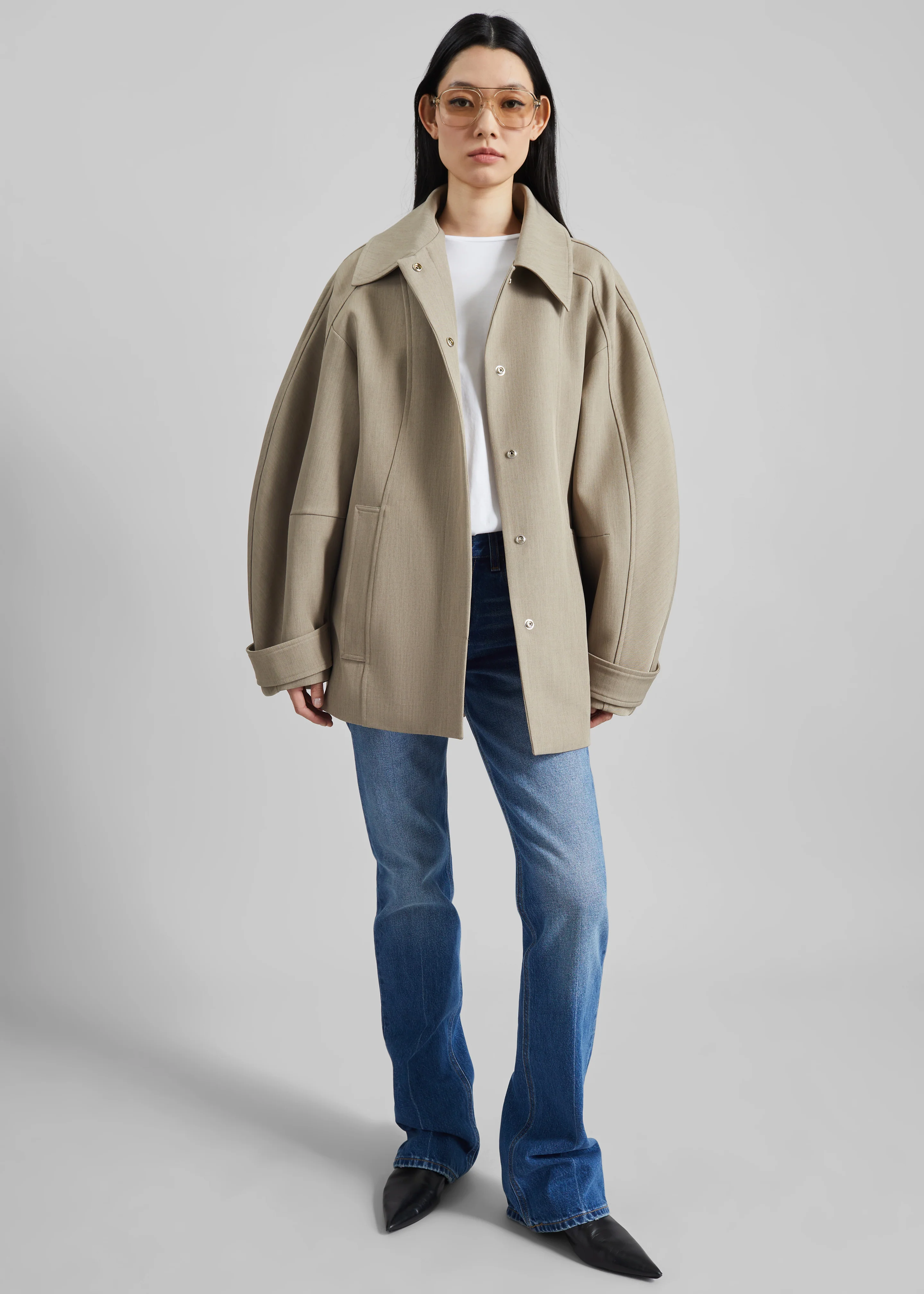Venlo Curve Sleeve Belted Jacket - Beige - Image 3