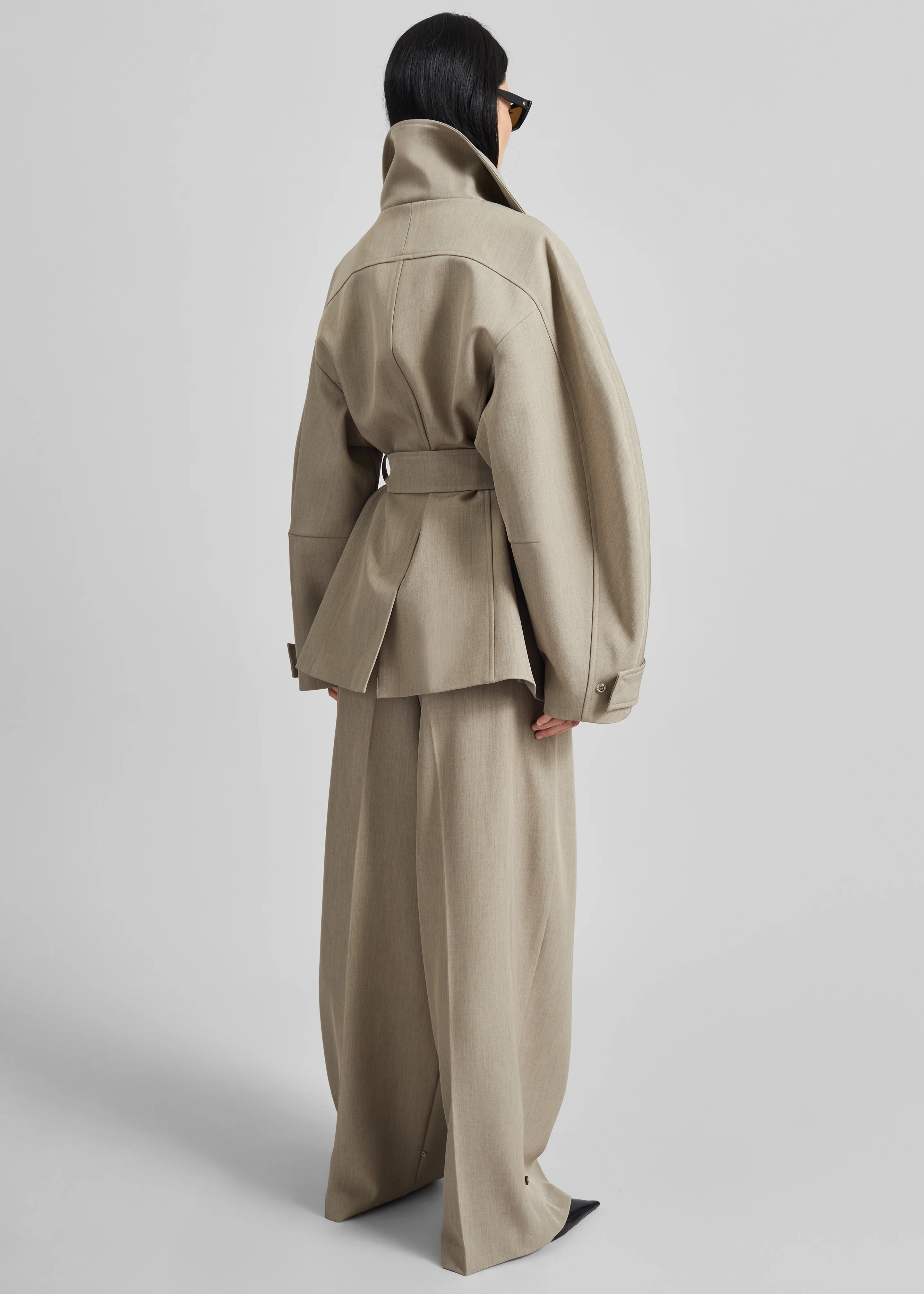 Venlo Pleated Trousers - Beige - Image 8